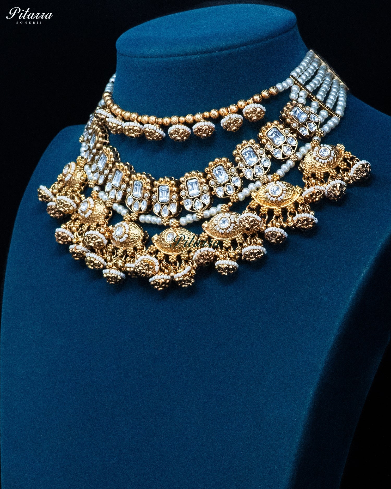 Pearl Kundan Jhumka Necklace Set