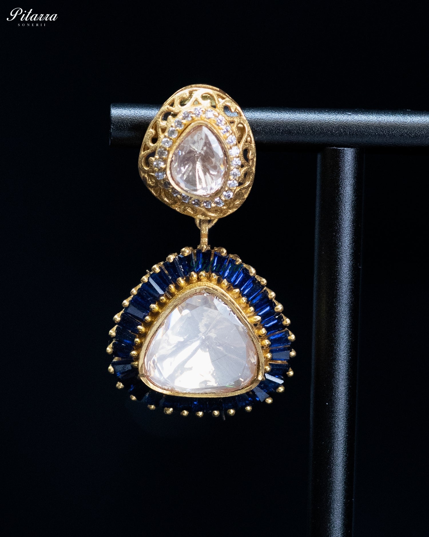 Blue Teardrop Kundan Necklace Set