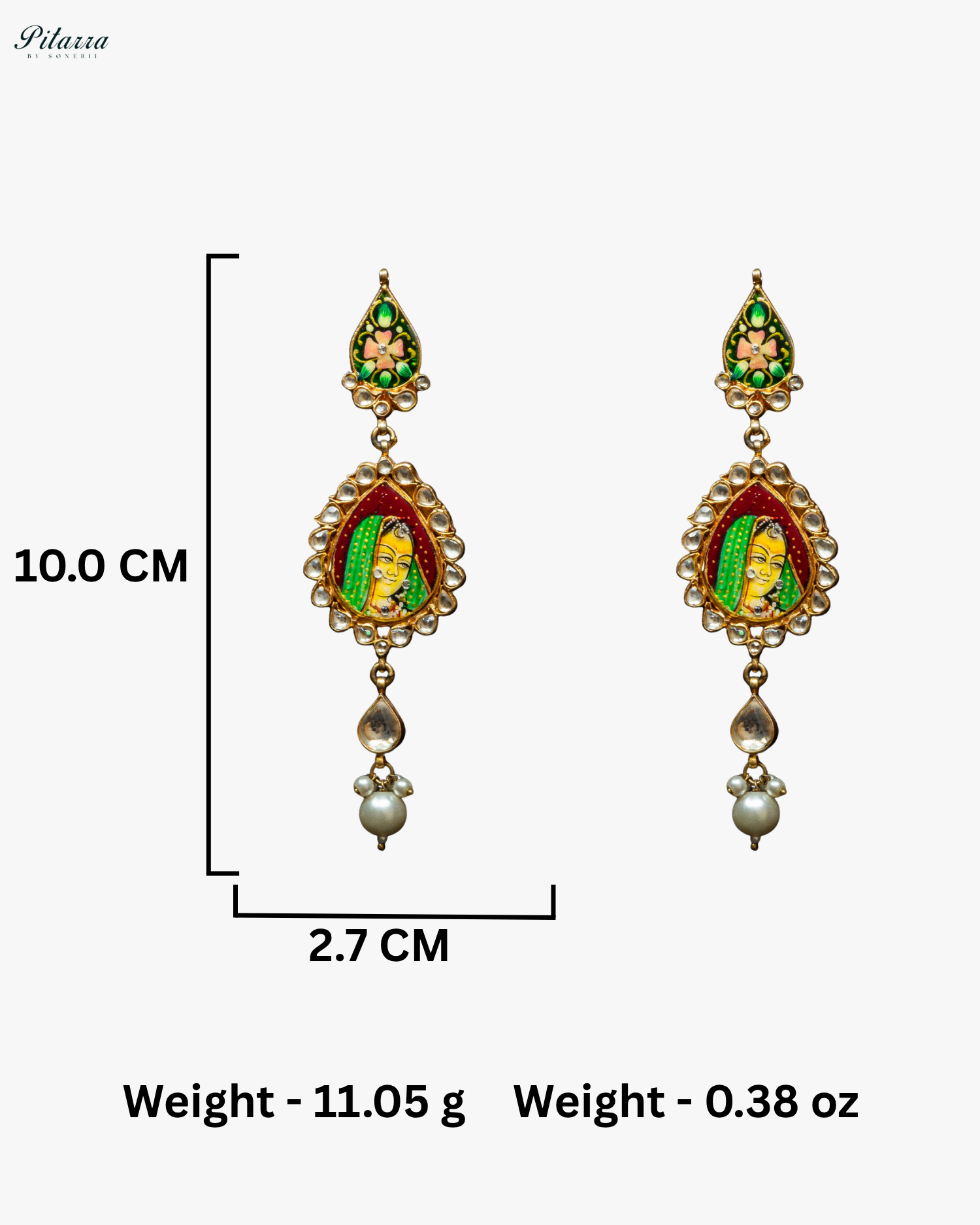Green Handcrafted Rajasthani Meenakari Earrings