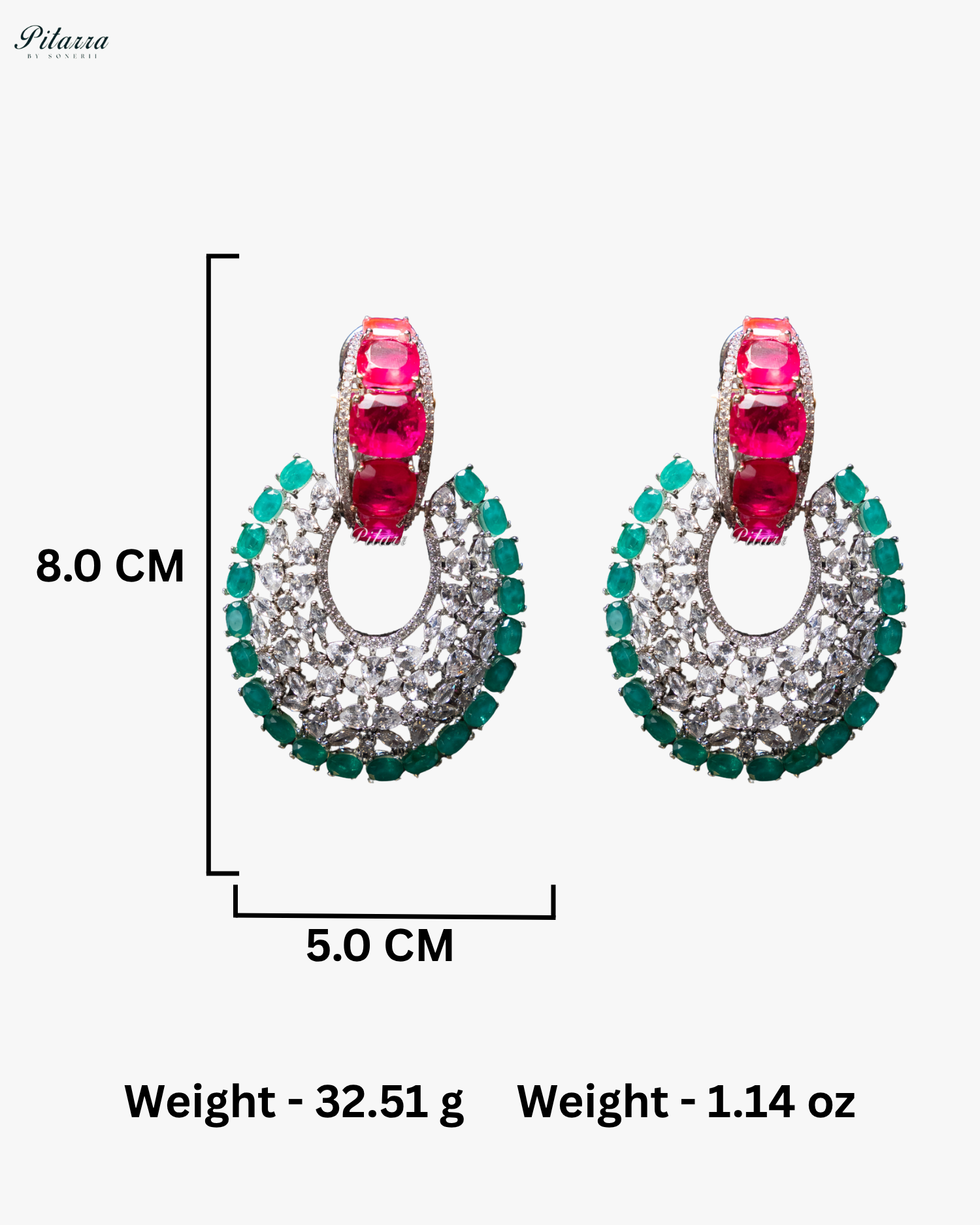 Pink Stone Emerald Layer Cubic Zirconia Dangler Earrings