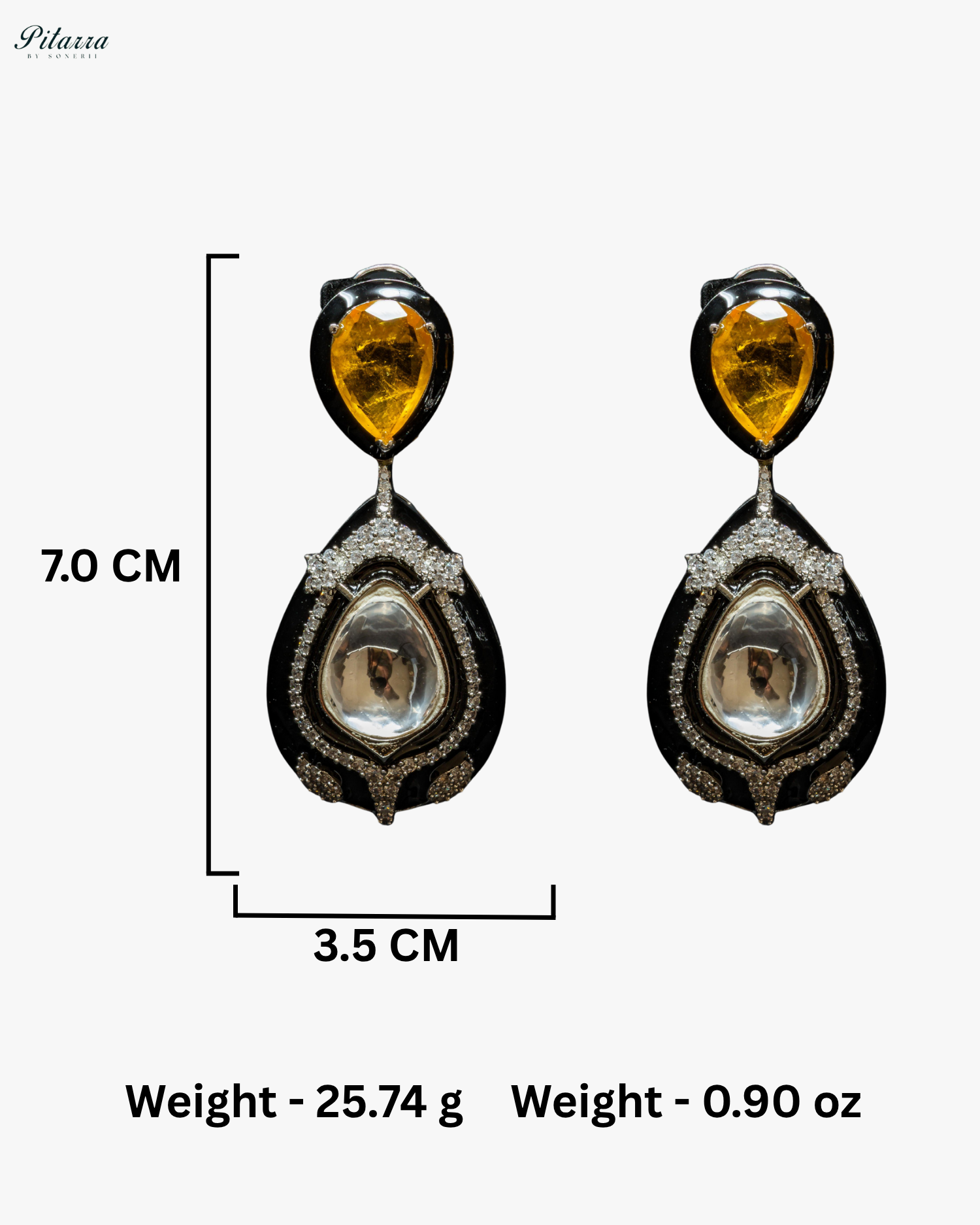 Yellow Stone Crystal Drop Dangler Earrings