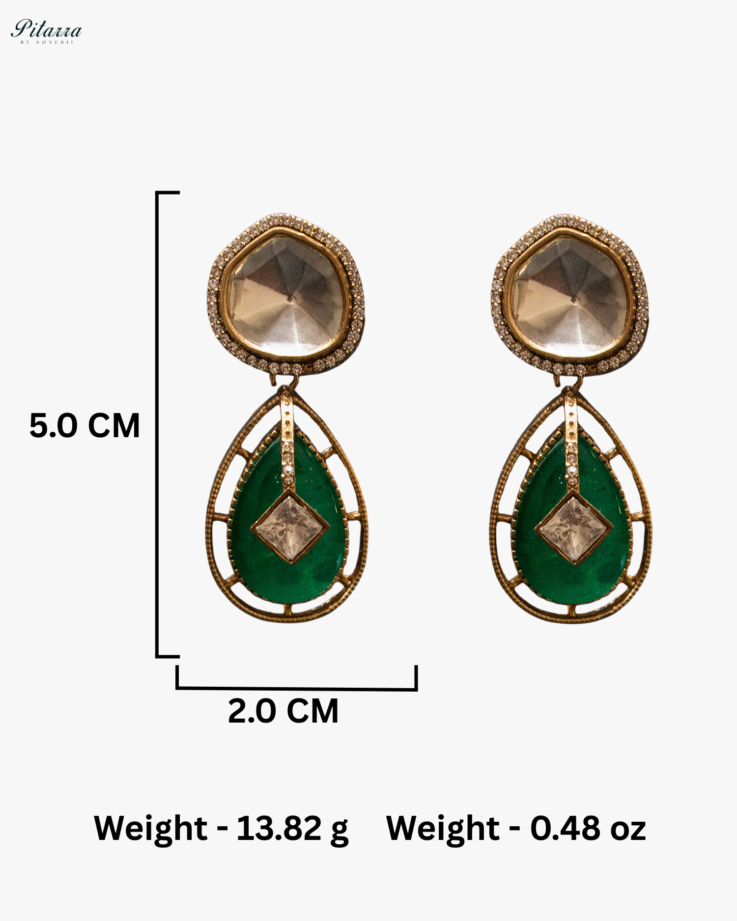 Emerald Drop Kundan Necklace Set with Matching Earrings