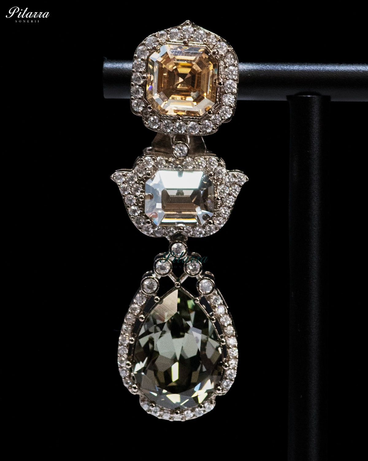 Ruby Multicolor Crystal Pendant Necklace Set