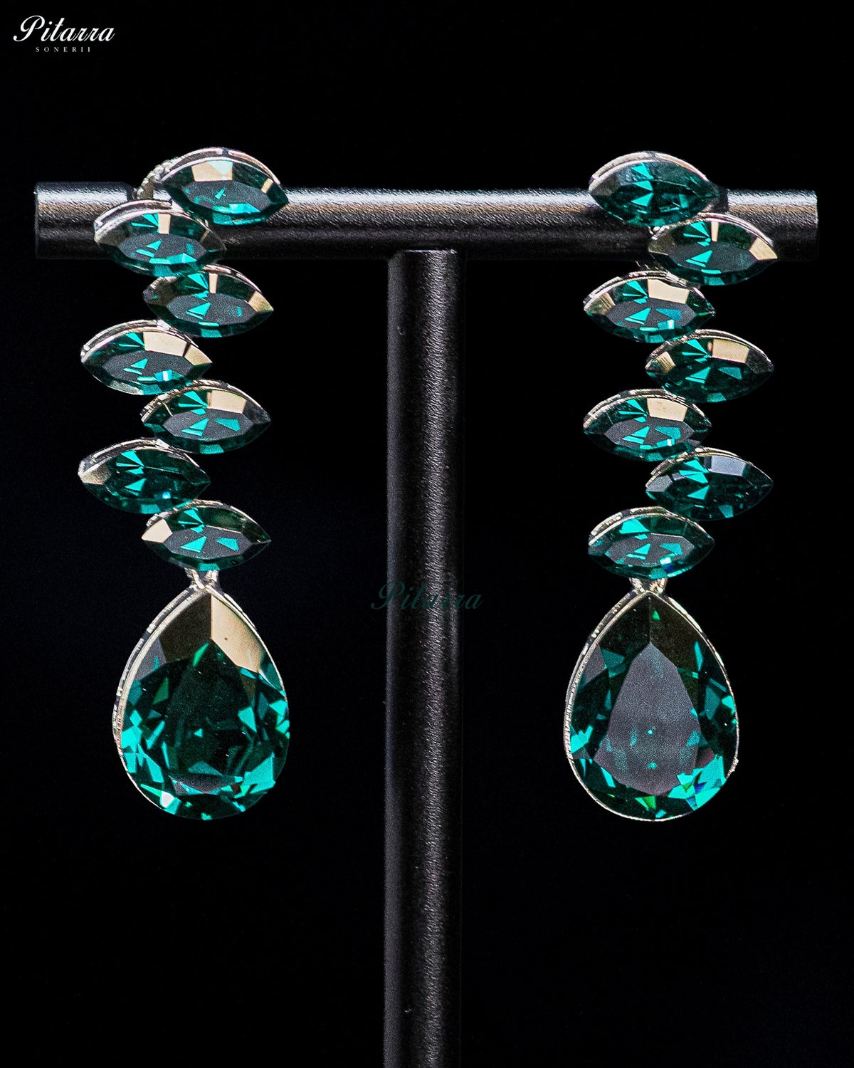 Blue Crystal Cascading Drop Earrings