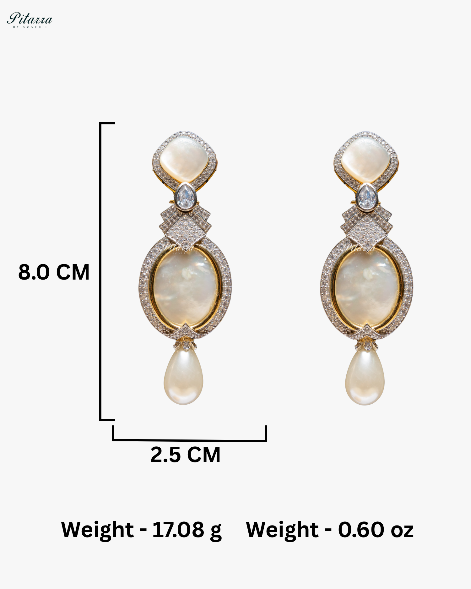 White Stone Pearl Silver CZ Dangler Earrings