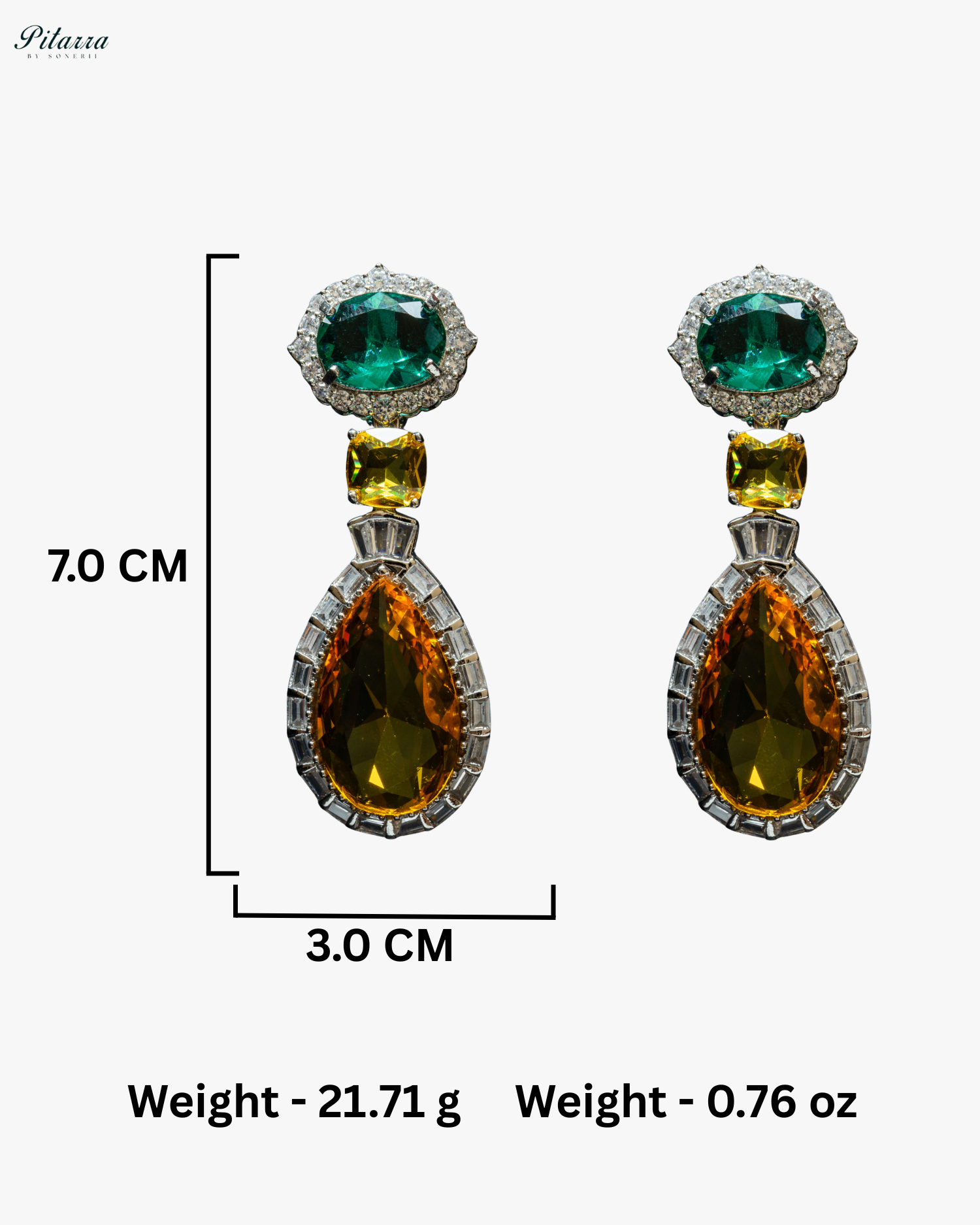 Silver Finish Yellow Drop Zircon Earrings