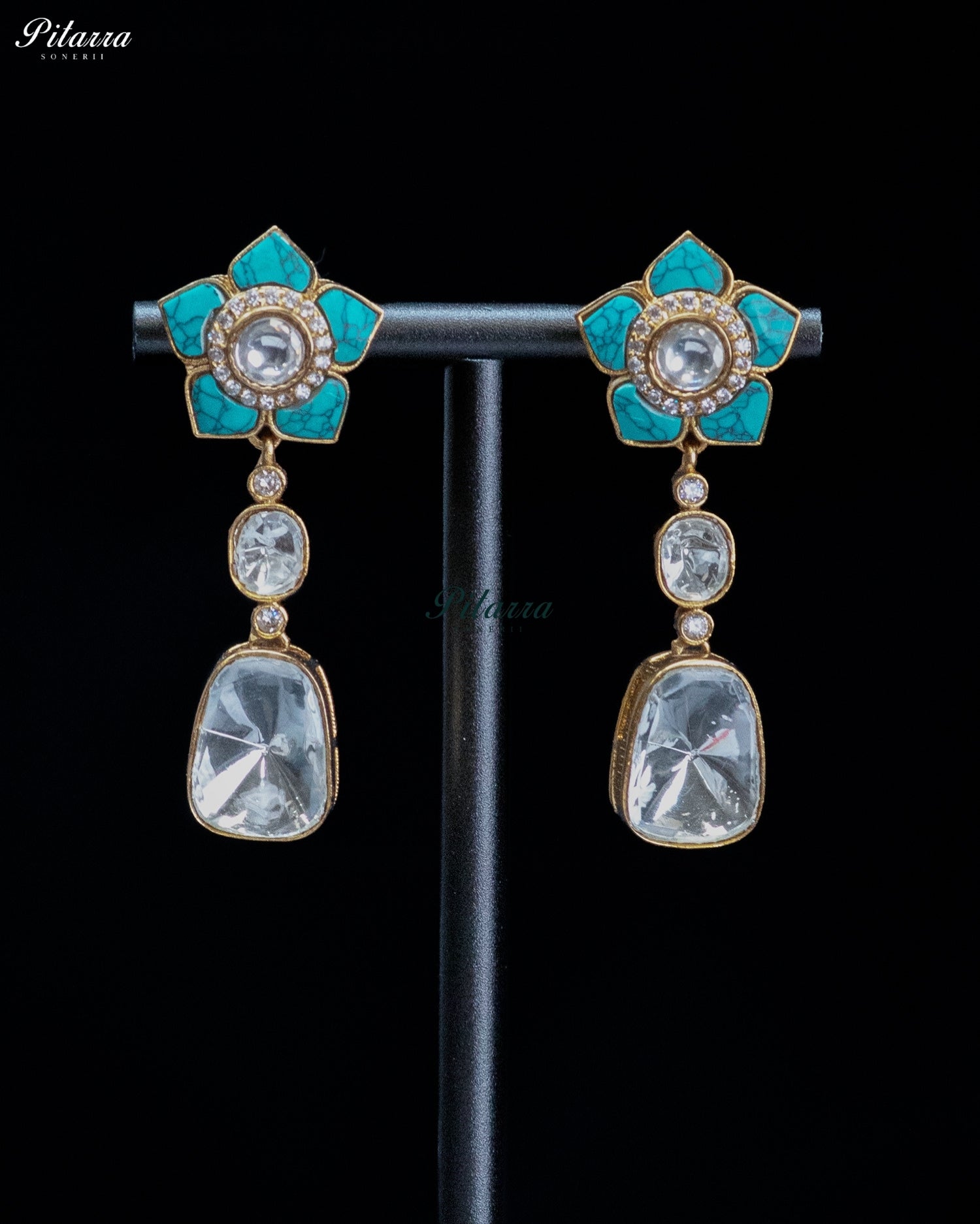Coral Emerald Drop Necklace Set