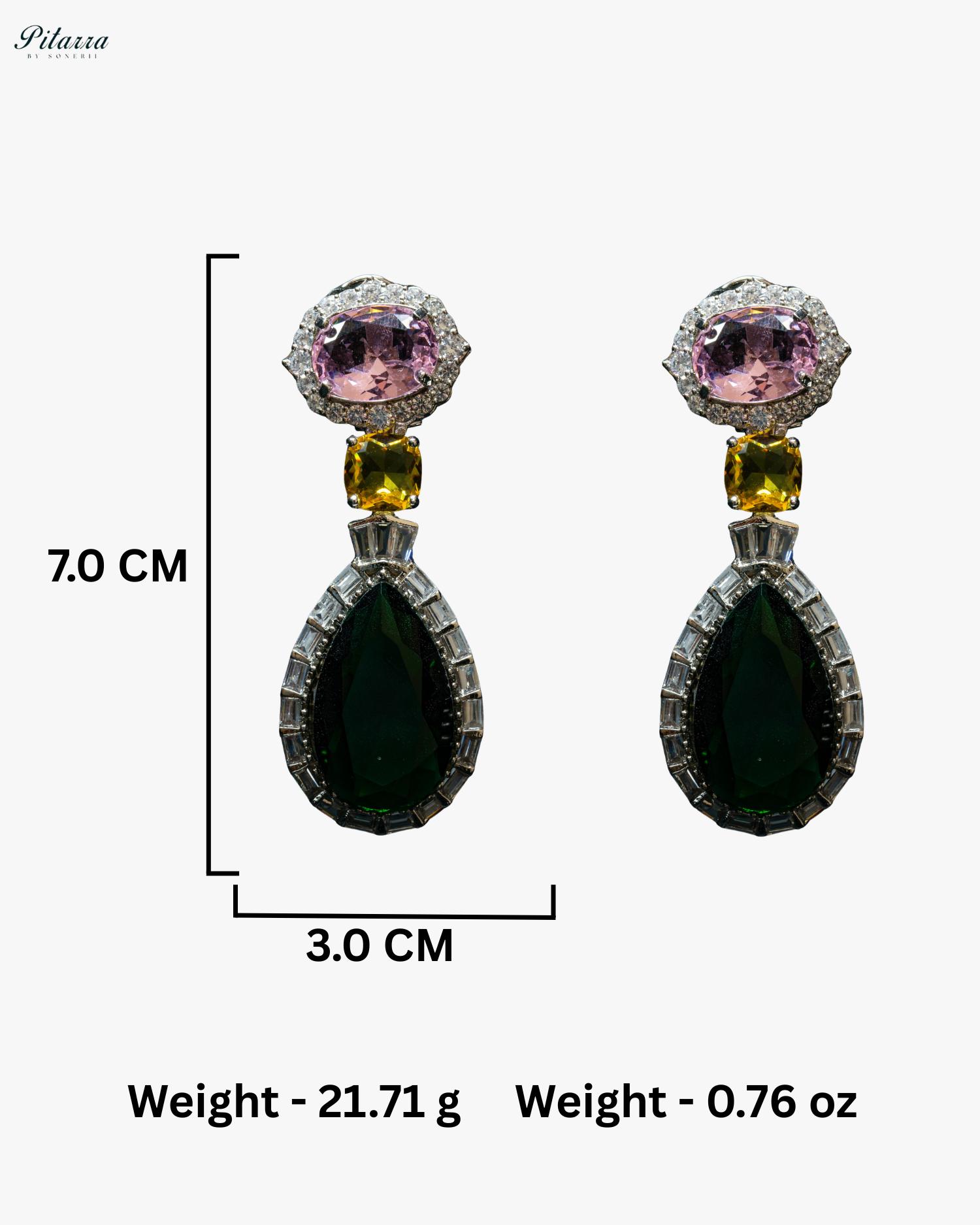 Silver Finish Green Drop Zircon Earrings
