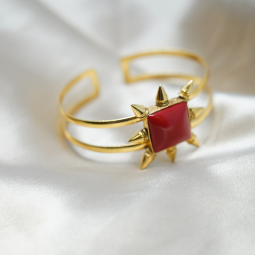 Gold Tone Red Stone Bracelet