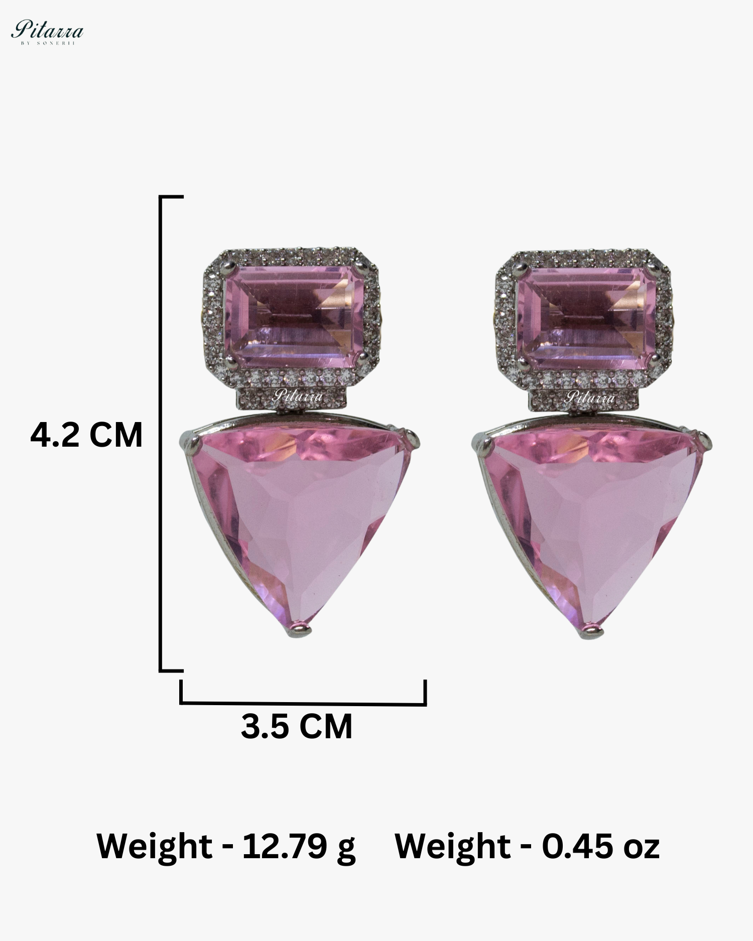 Pink Stones Crystal Studded Dangler Earrings