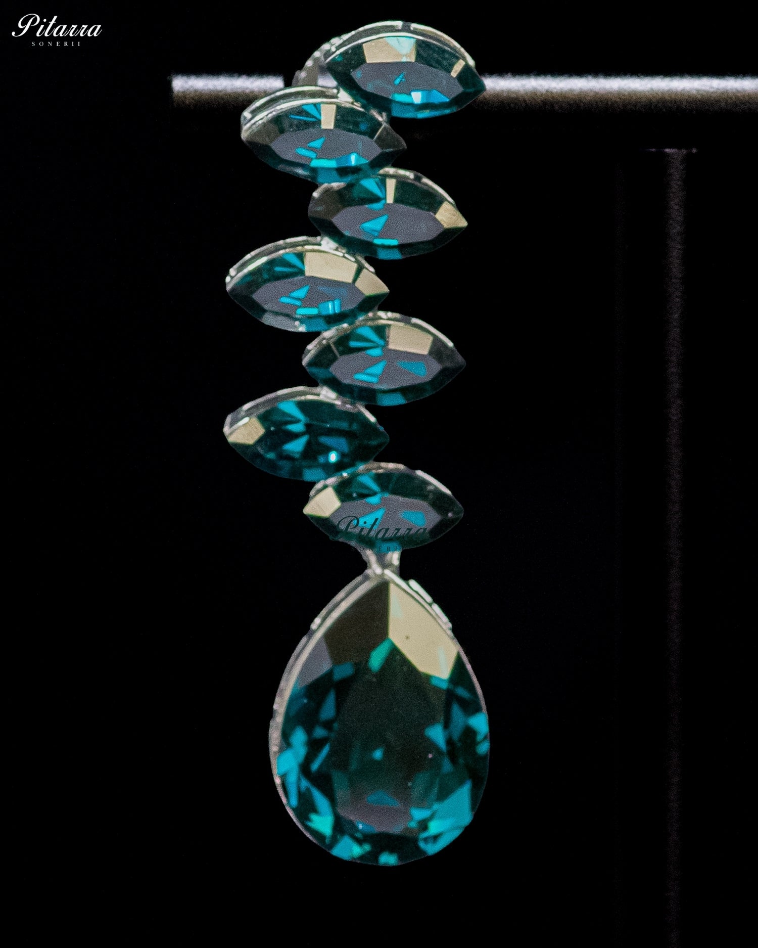 Blue Crystal Cascading Drop Earrings