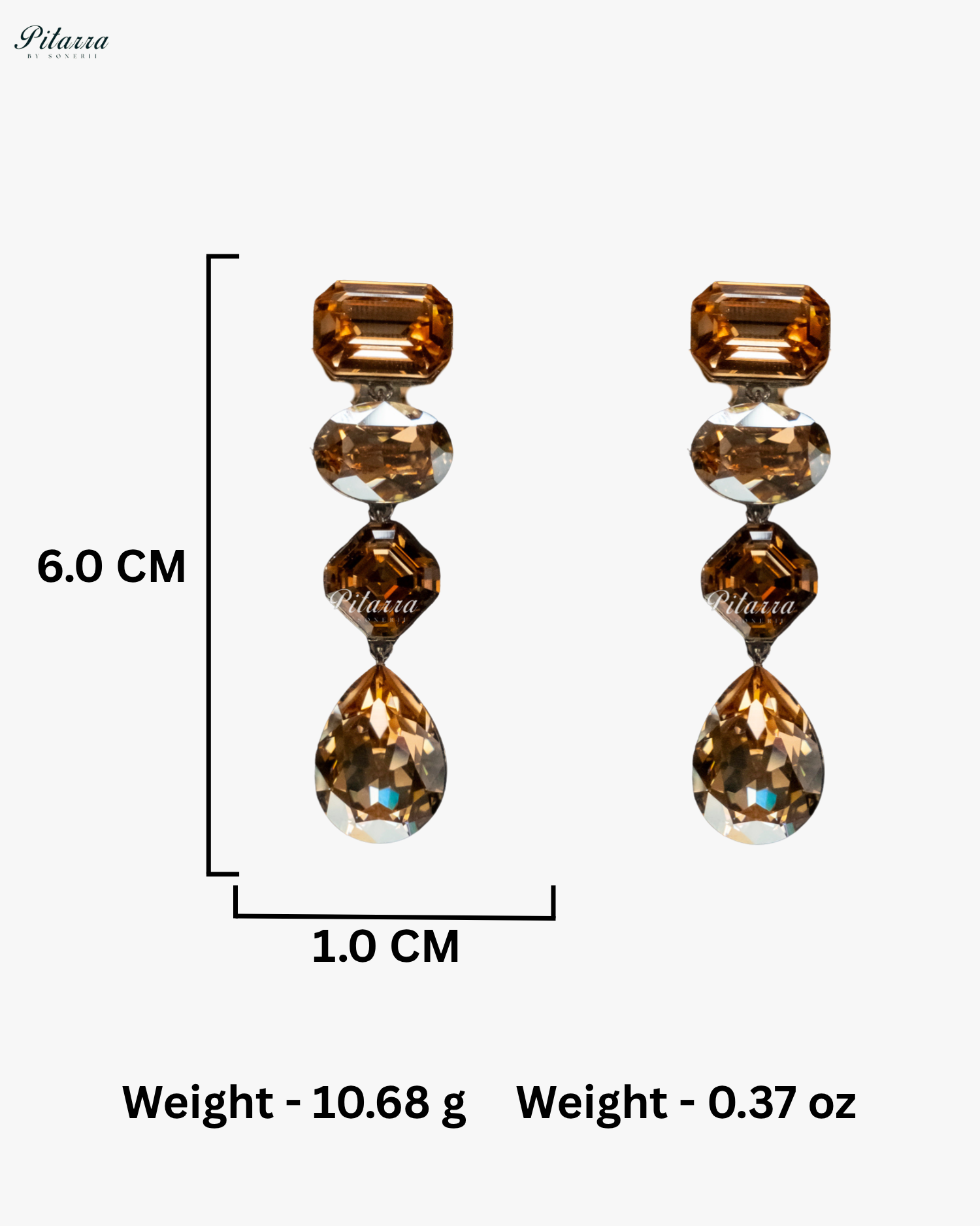 Yellow Stone Studded Geometric Crystal Drop Earrings