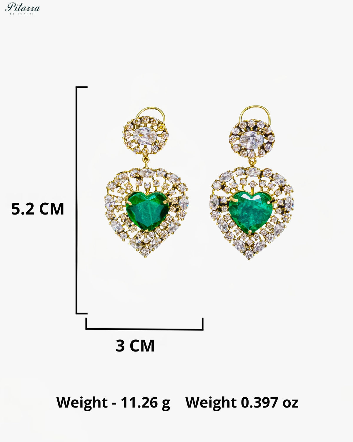 Emerald Green Heart Kundan Necklace Set