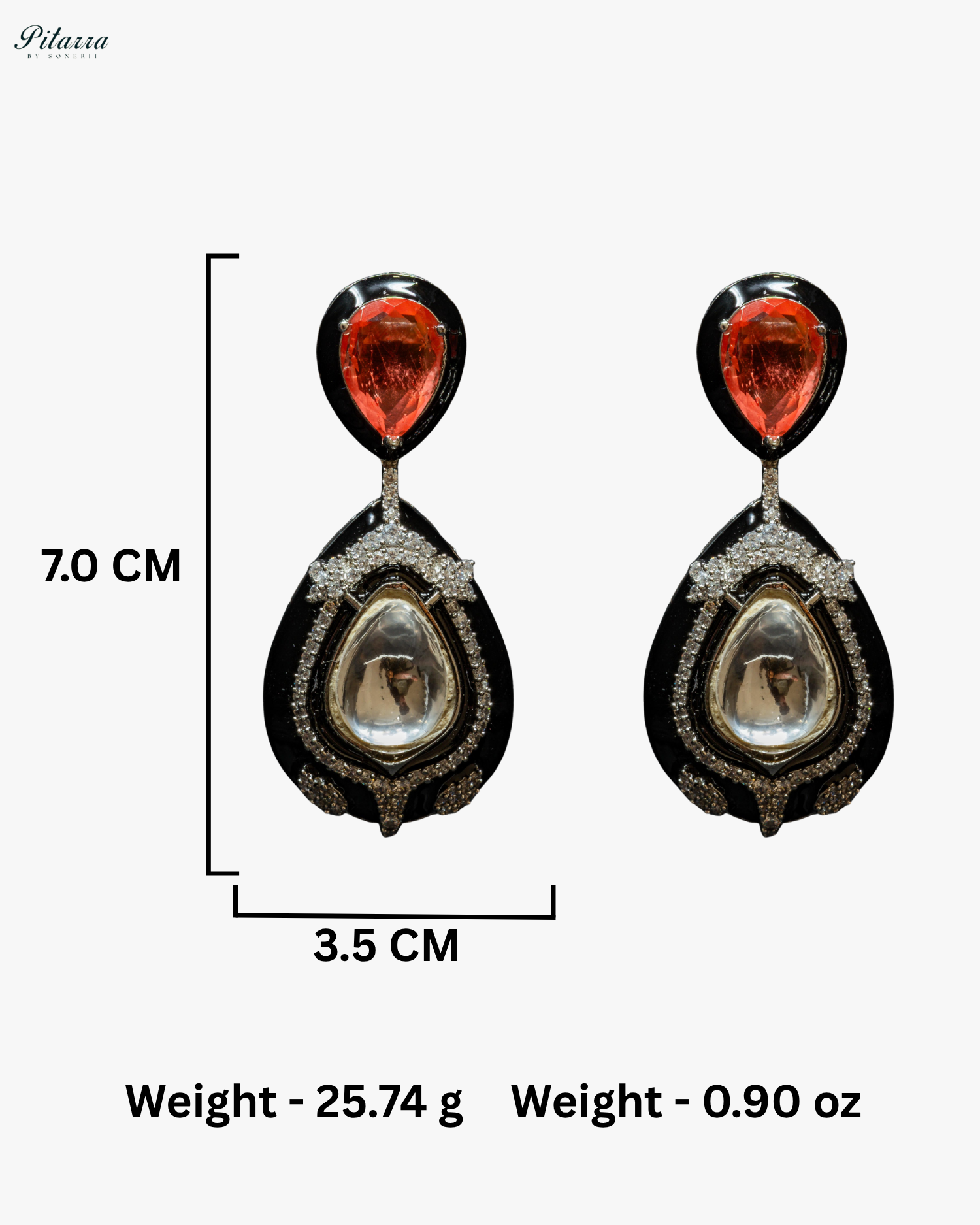 Peach Stone Crystal Drop Dangler Earrings