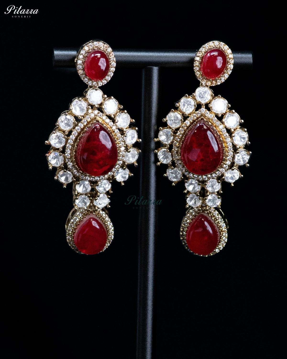 Red Teardrop Kundan Choker Set