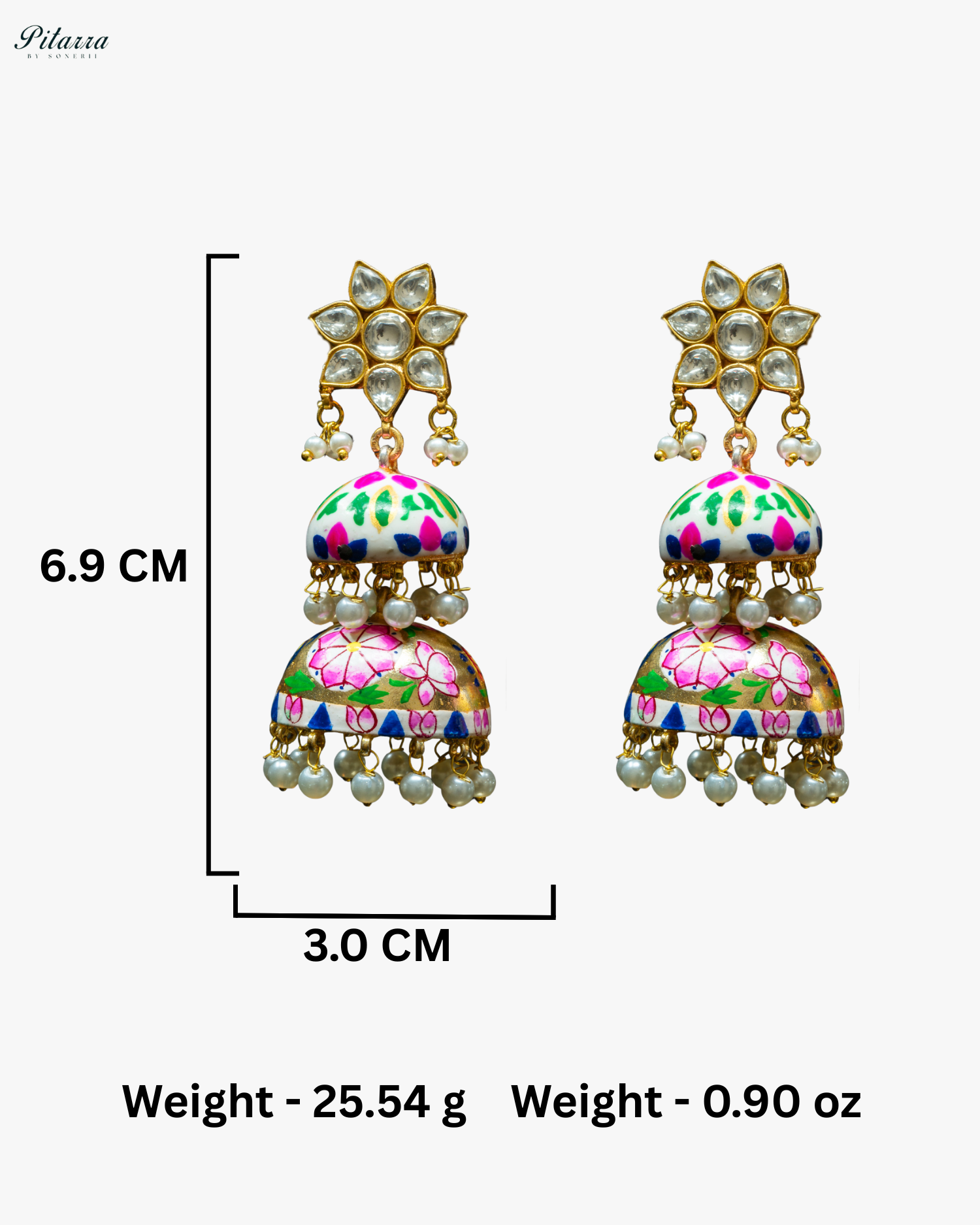 Classic Pitarra Meenakari Two Tier Zhumki Earrings