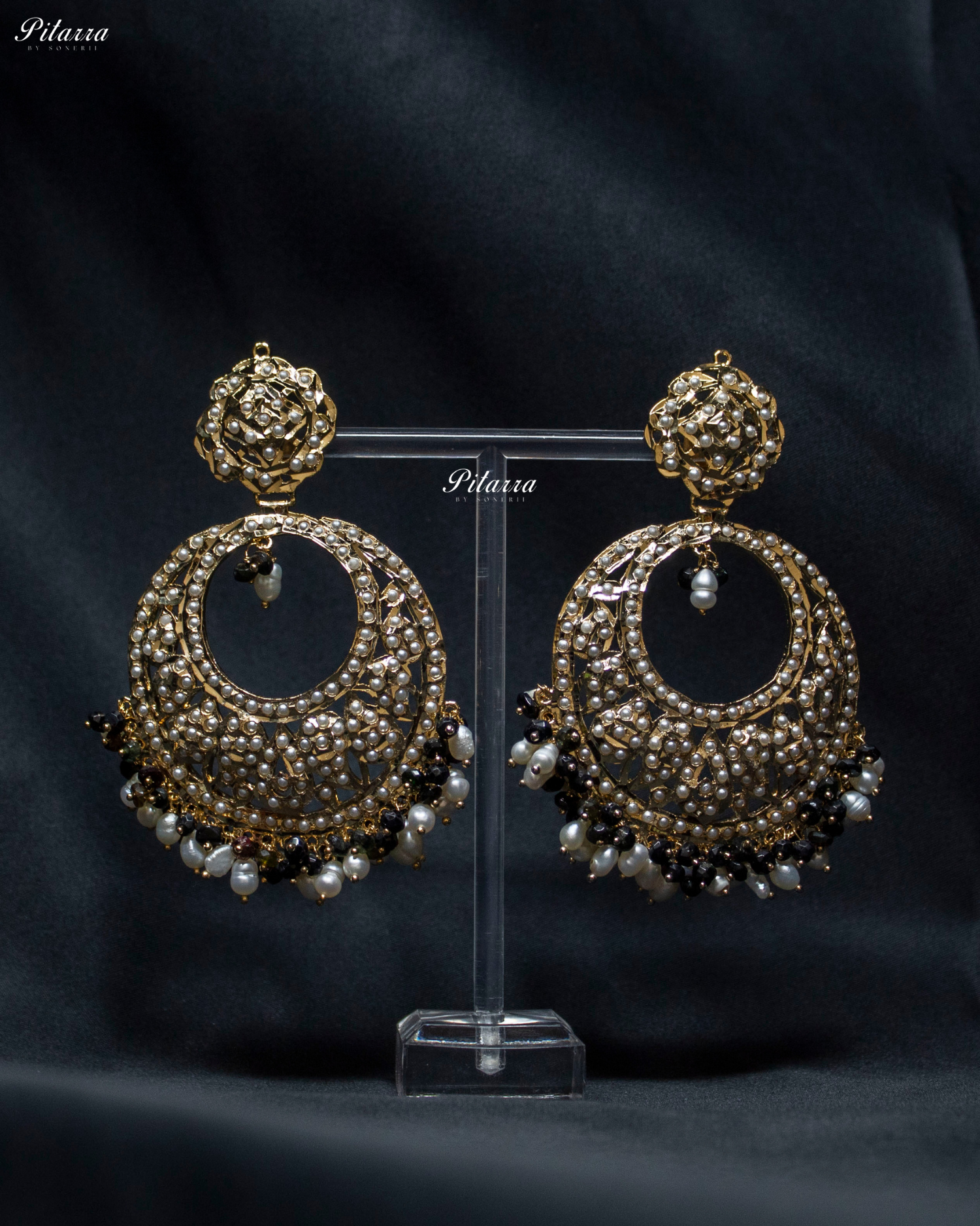 Fine Gold Plated White Chandbali Earrings