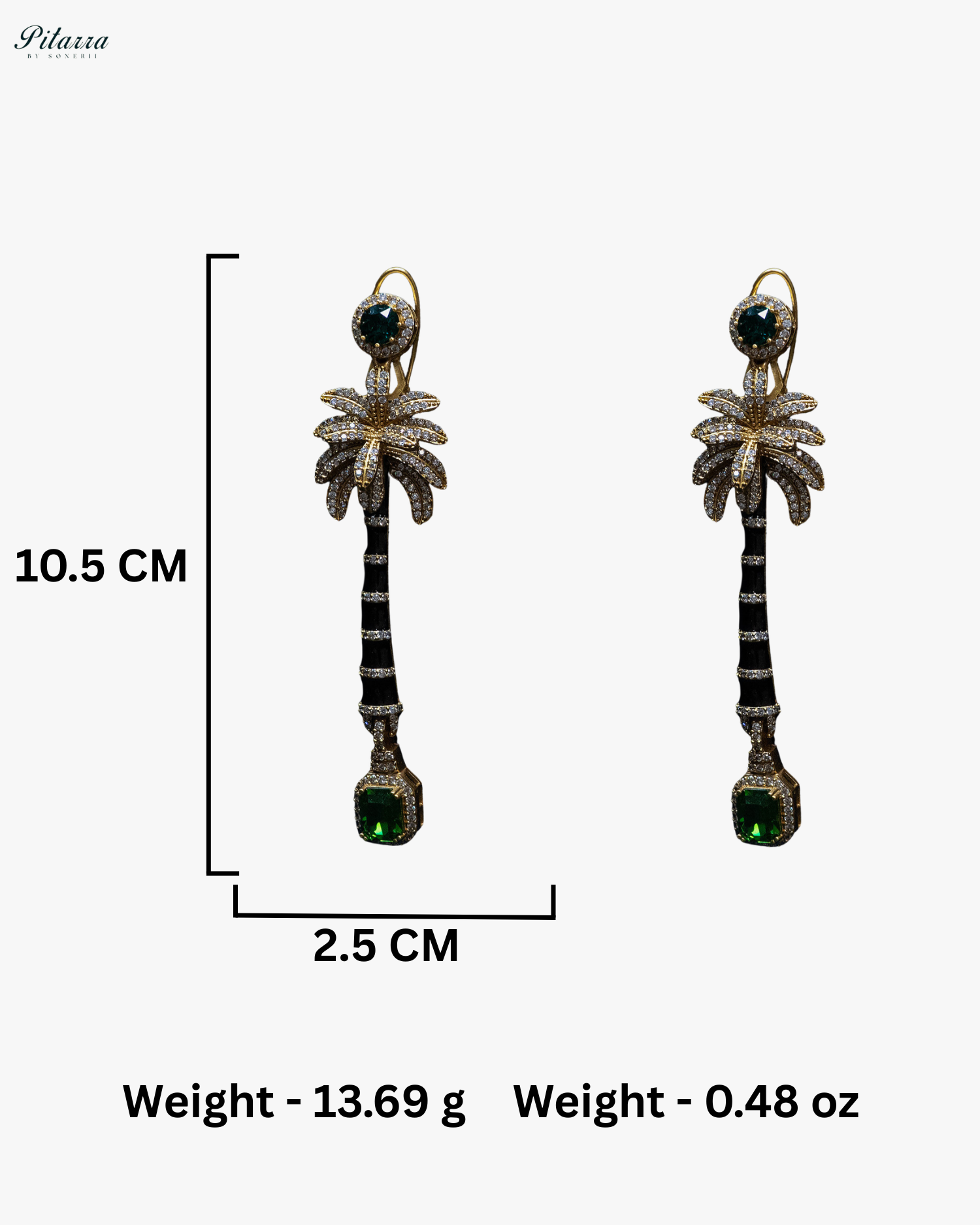 Peridot and Emerald Stone Palm Tree Crystal Earrings