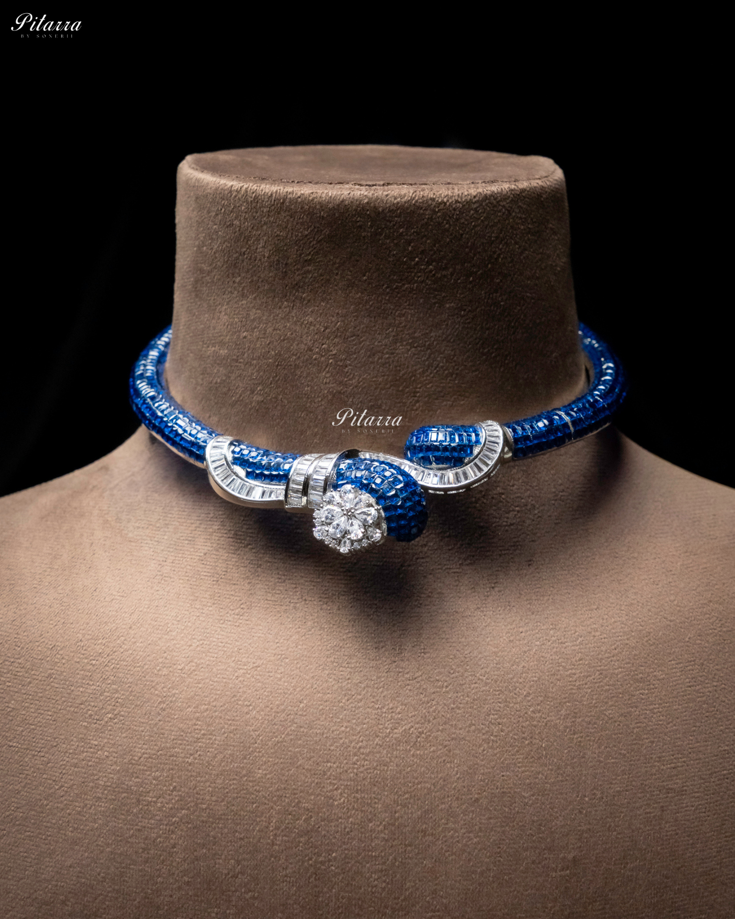 Blue Unique Style Pitarra Crystal Choker Set