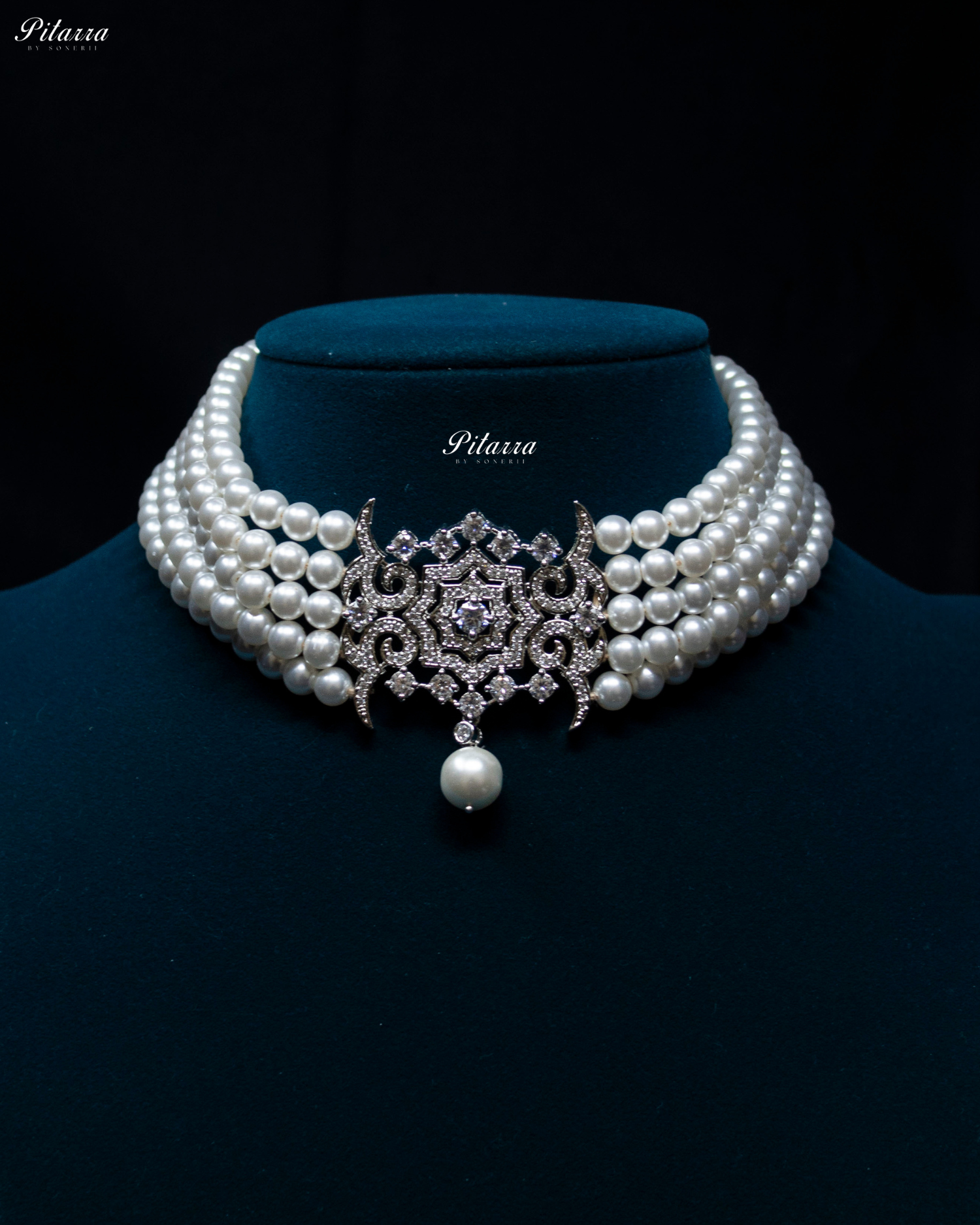 Five Layer Silver Pearl Choker Set