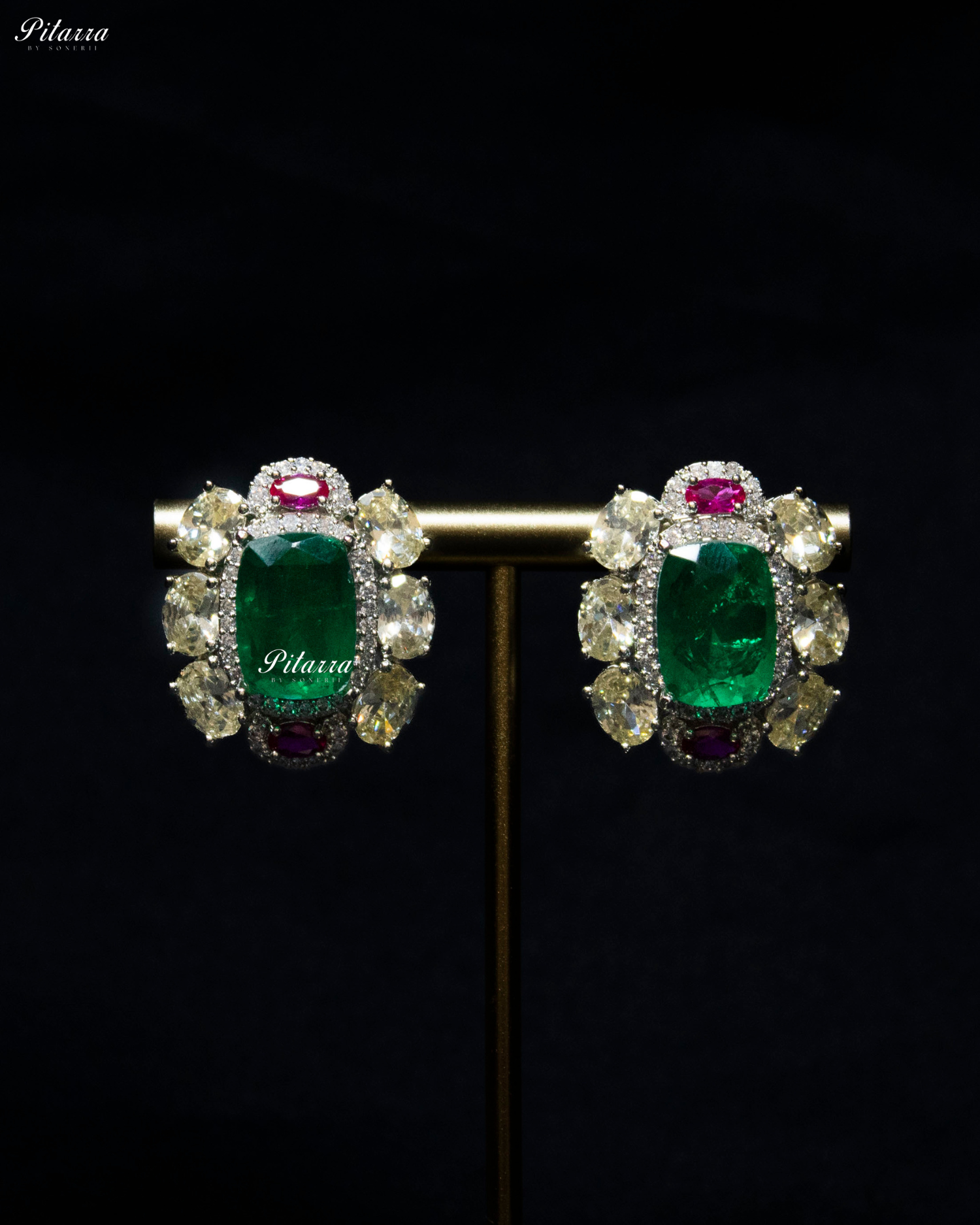 Royal Emerald Stone Doublet Stud Earrings