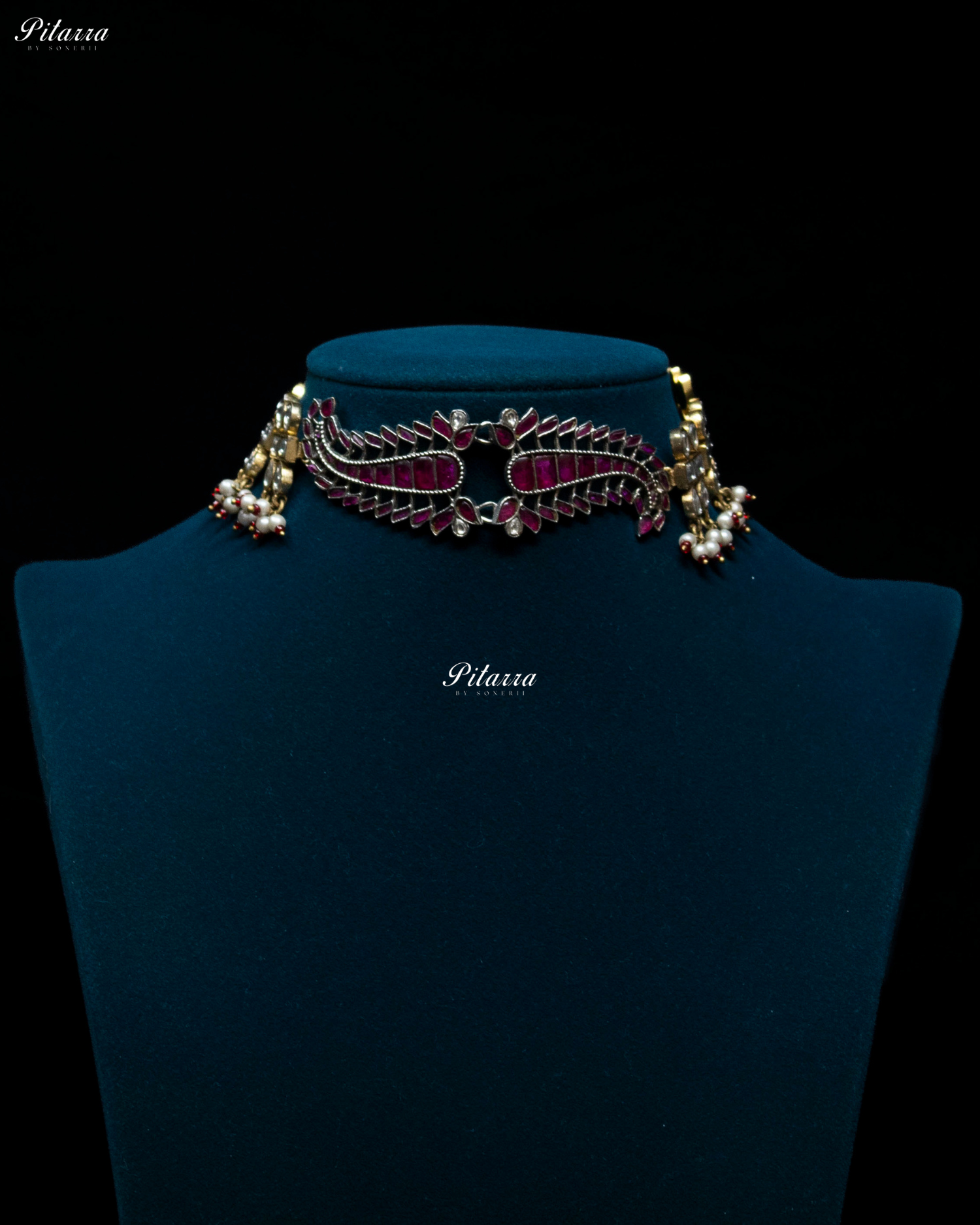 Pink Leaf Polki Kundan Choker Set
