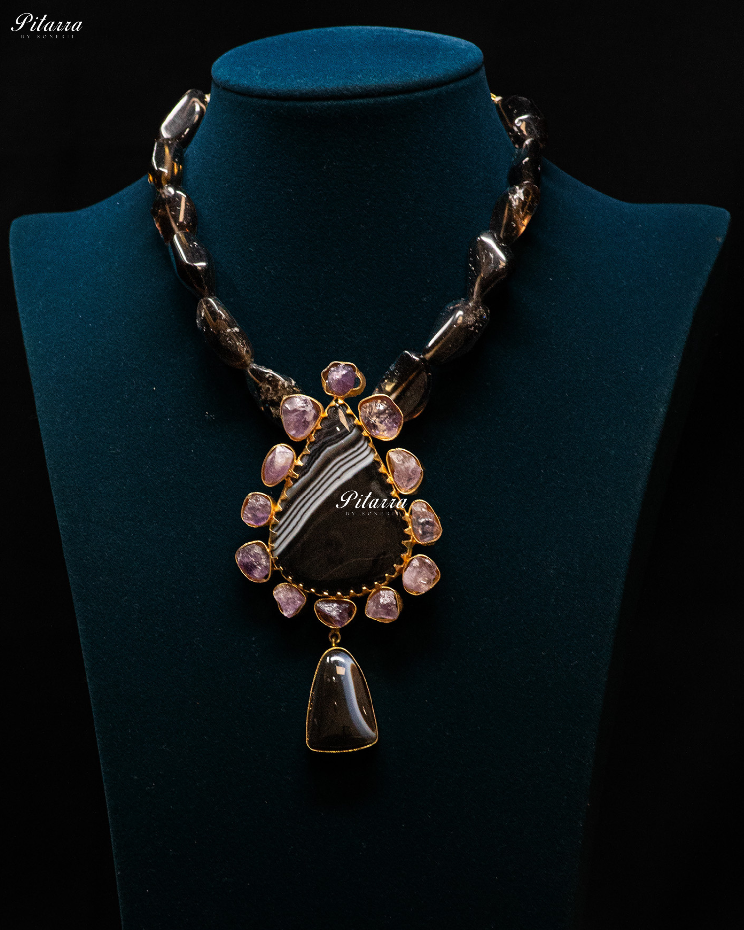 Purple Stone Midnight Slate Medallion Pendant