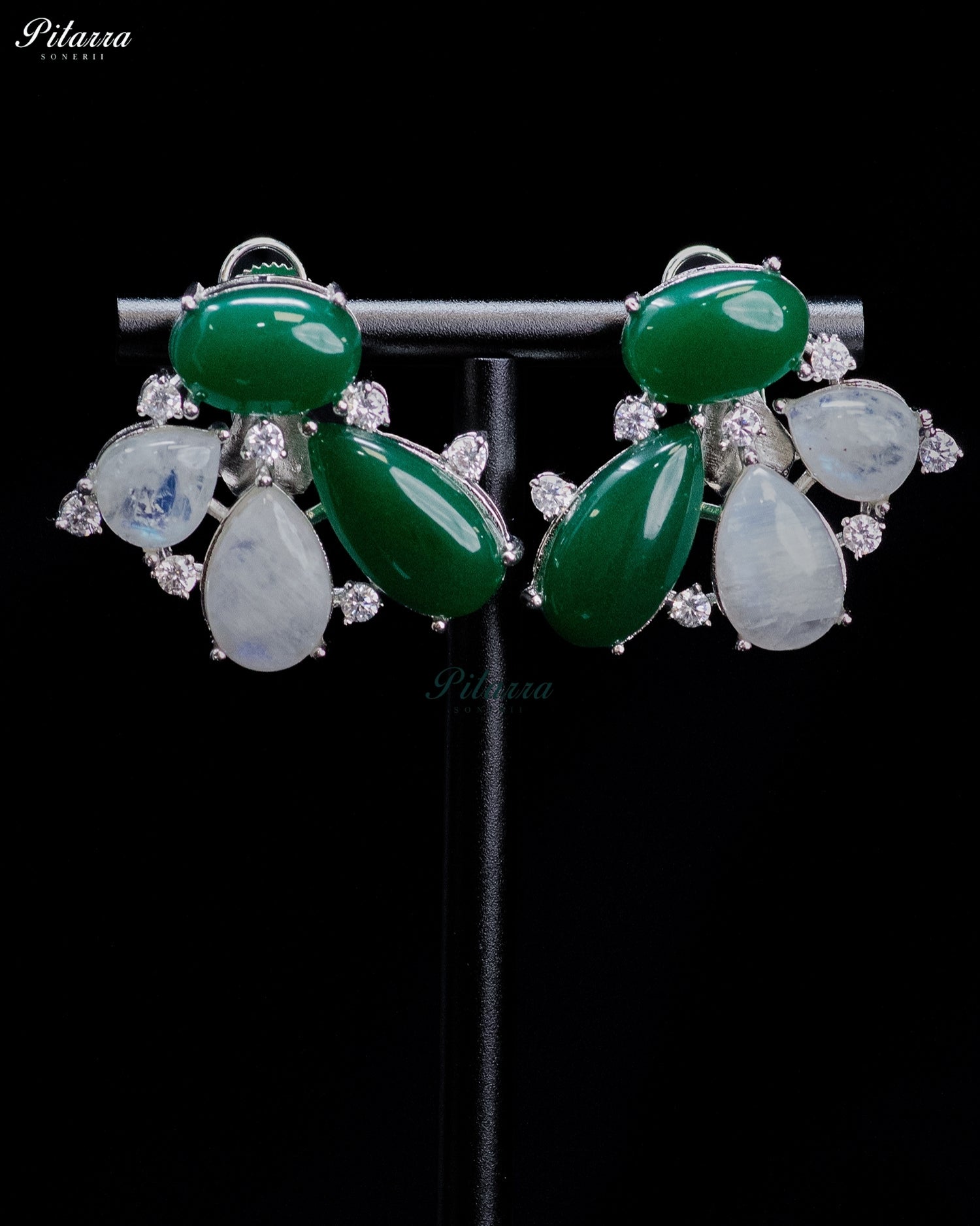 Green Stone Crystal Dangler Earrings