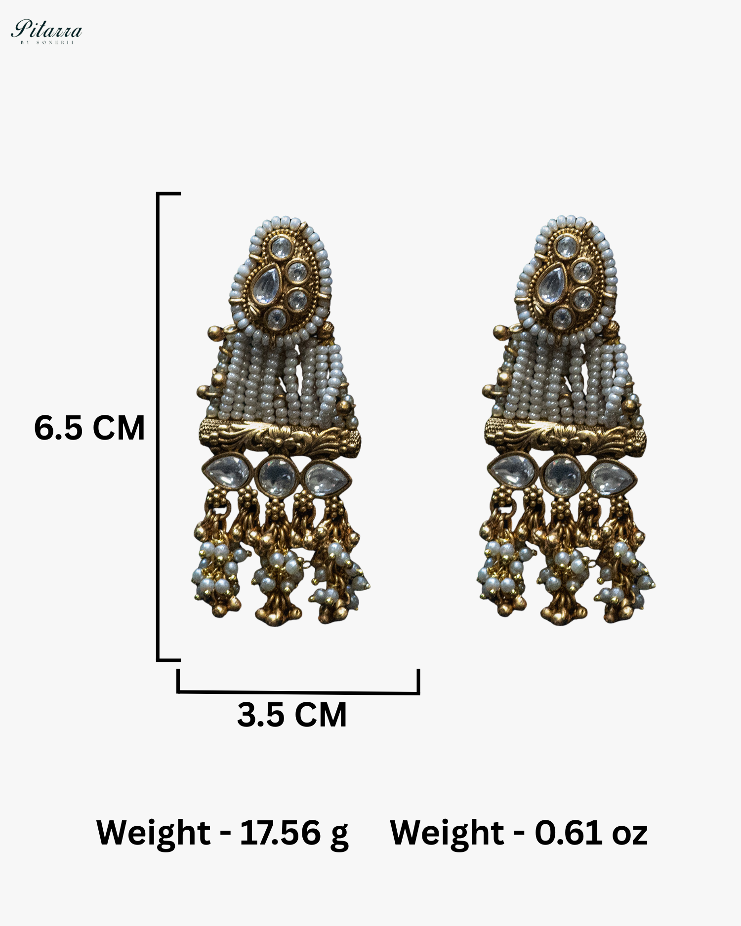 Golden White Stone Multi Strand Long Kundan Necklace Set