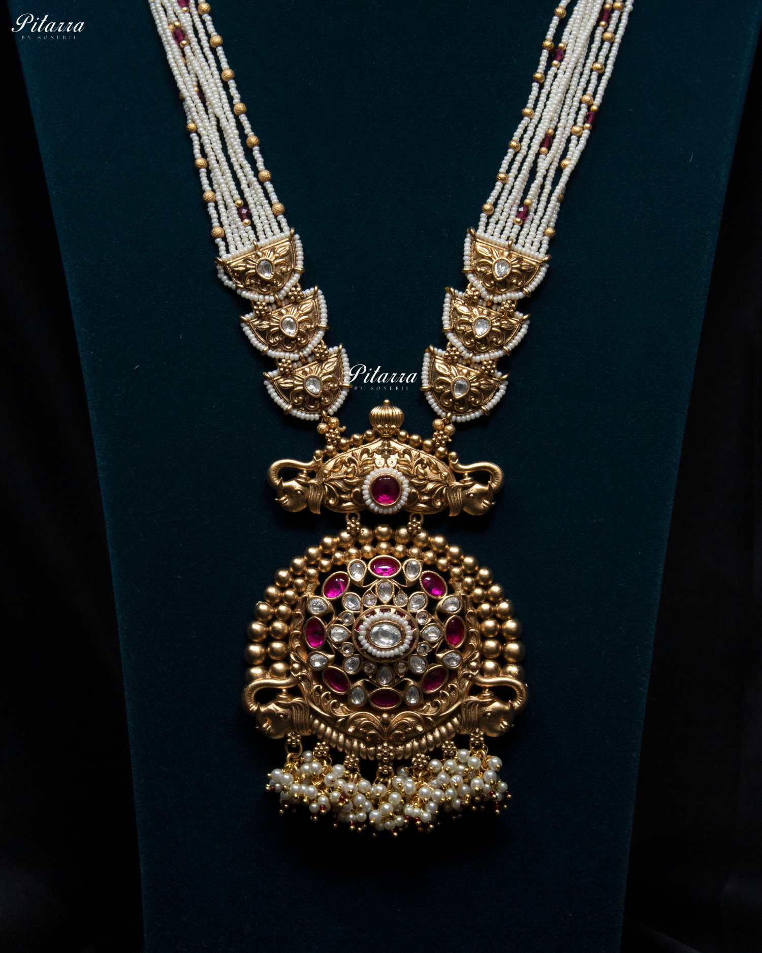 Pink Stone Handcrafted Rajwadi Kundan Necklace Set