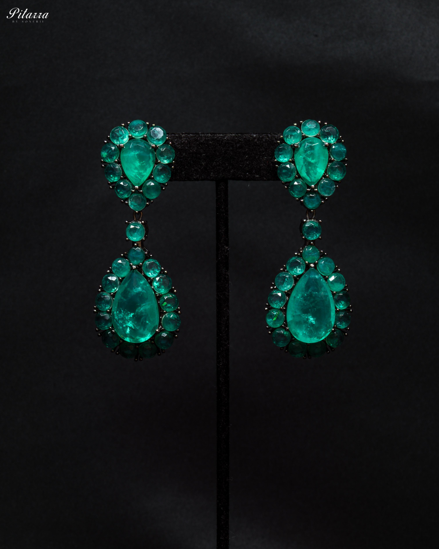 Mint Green Color Drop Doublet CZ Crystal Dangle Earrings
