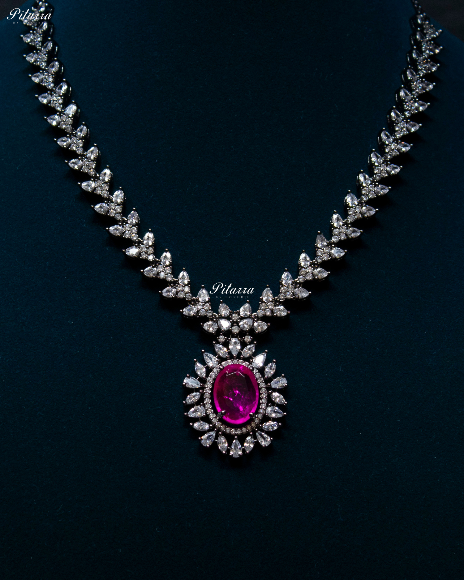 Pink Color Stones Dazzling Cubic Zirconia Necklace Set