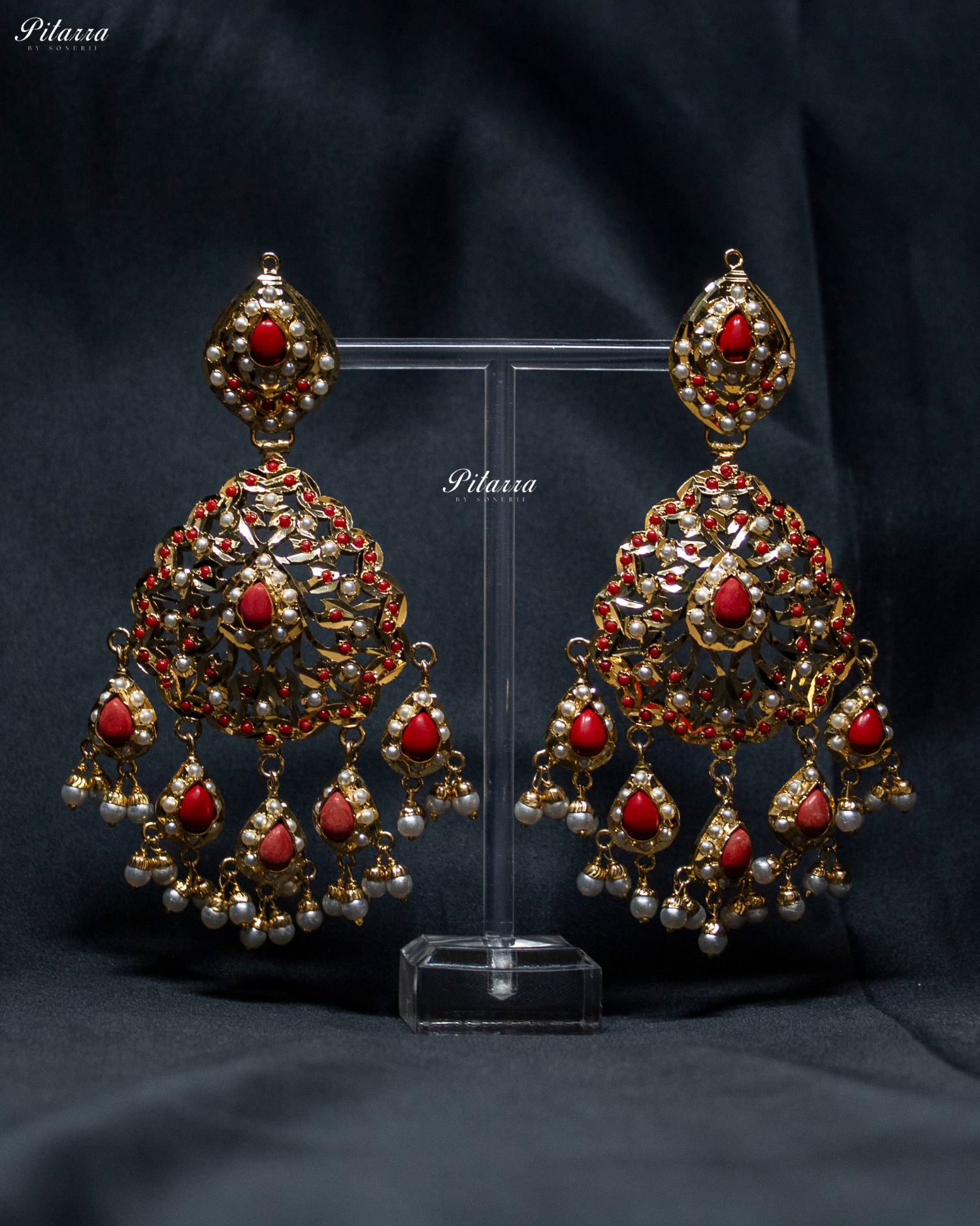 Red Studed Handcrafted Chandbali Earrings