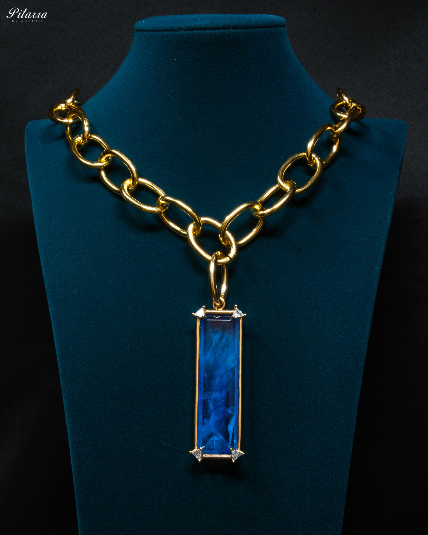 Rectangle Peach Crystal Doublet Chain Necklace
