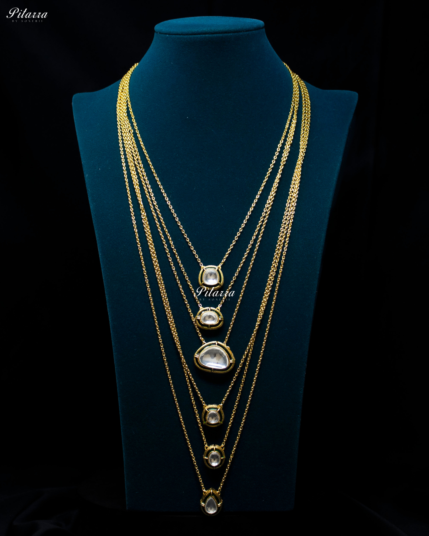 Six Layered Cascade Kundan Chain Necklace