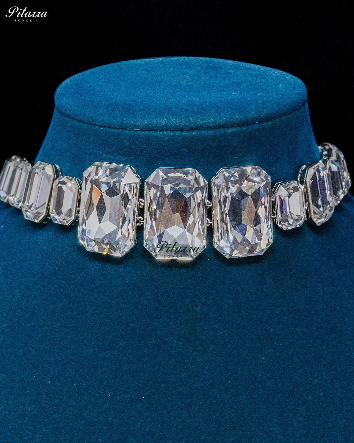 Clear Crystal Silver CZ Choker Necklace Set