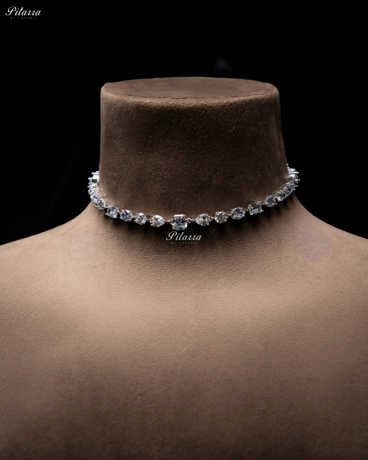 Small White Crystal Cubic Zircone Choker Set