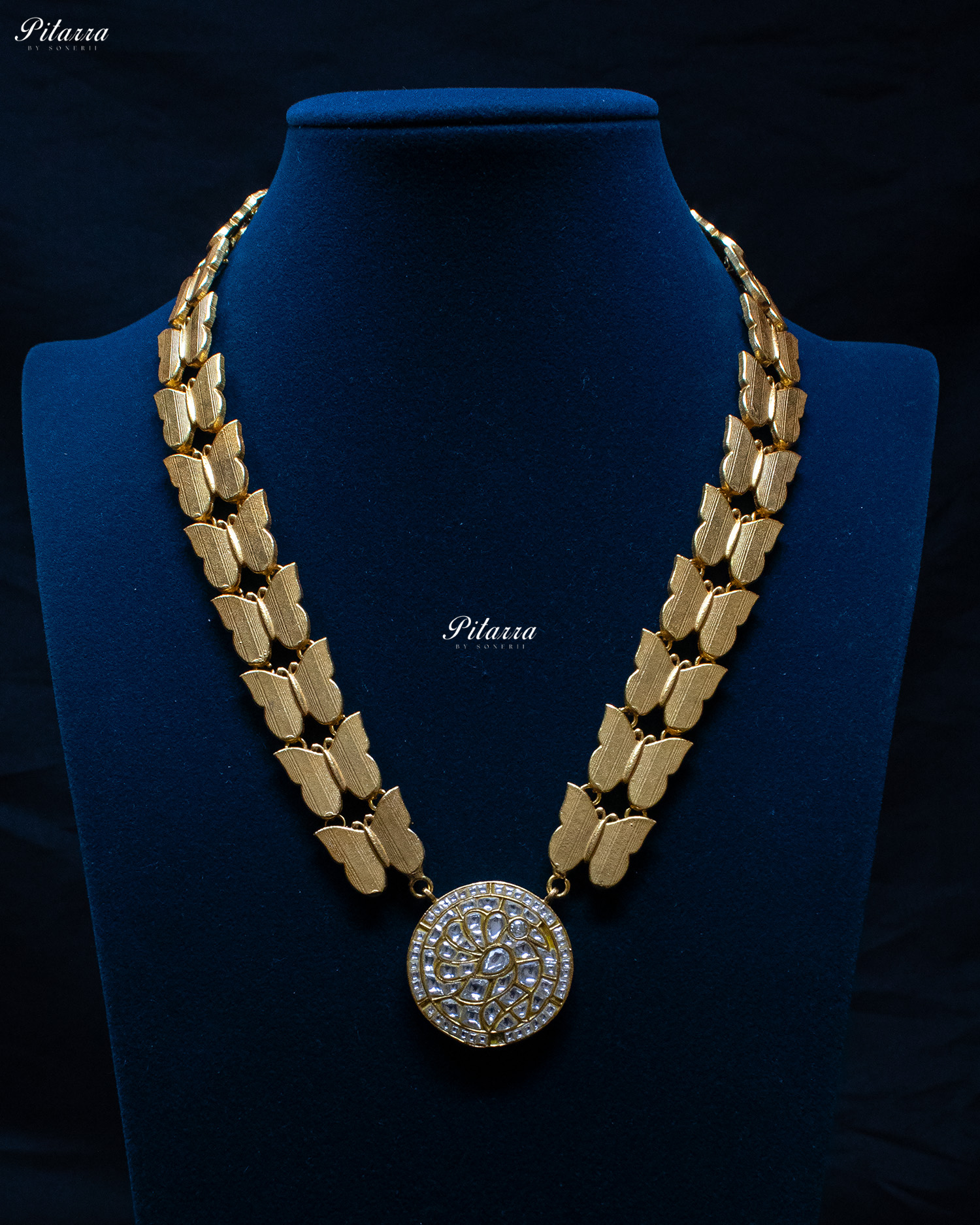 Gold Plated Butterfly Design Kundan Necklace set