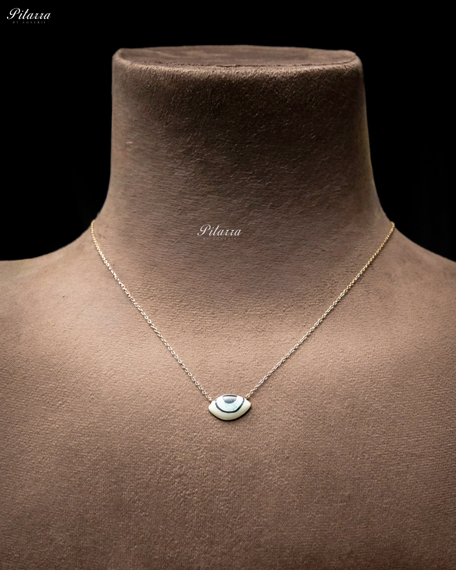 Light Blue Evil Eye Gold Chain 92.5 Silver Necklace Set