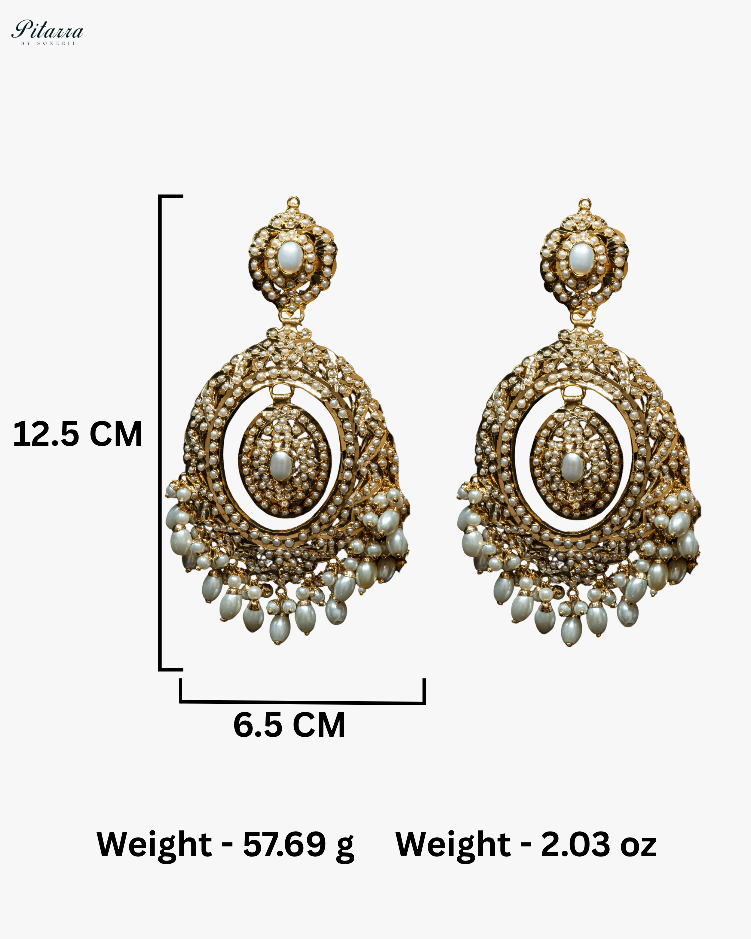 White Heritage Drop Beads Jadau Chandbali Earrings