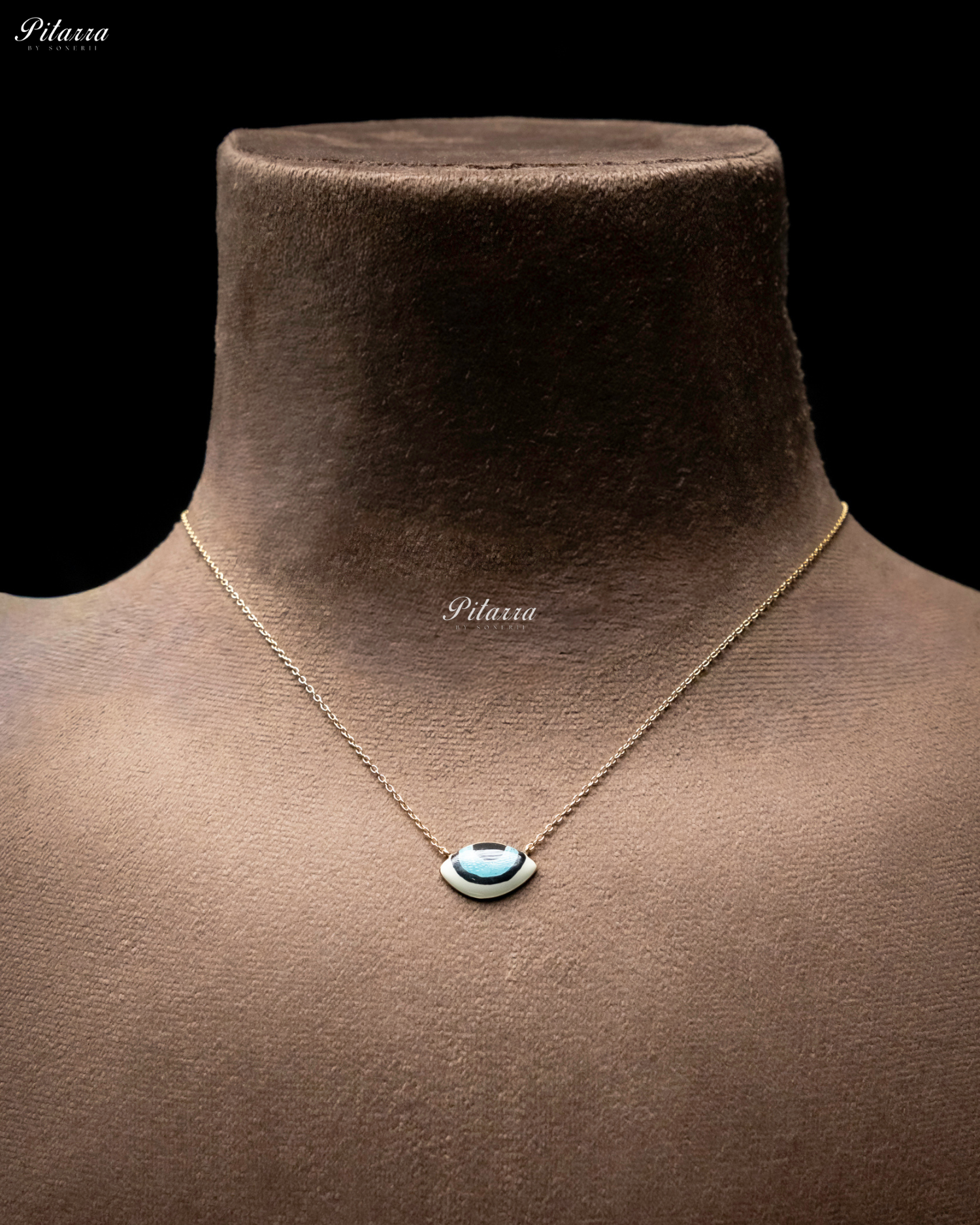 Light Blue Evil Eye Gold Chain 92.5 Silver Necklace