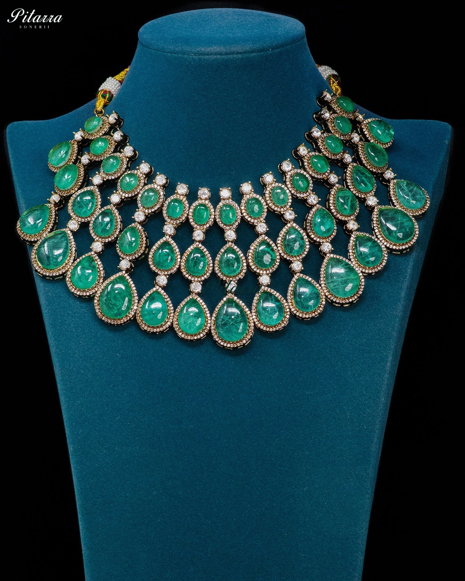 Emerald Cascade Kundan Necklace Set