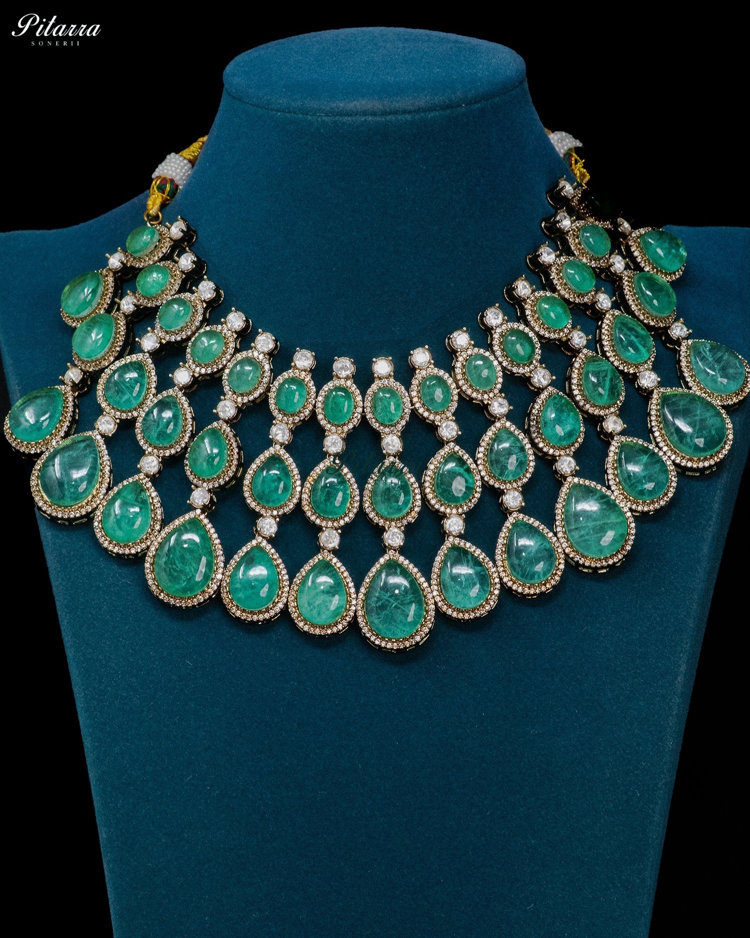 Emerald Cascade Kundan Necklace Set
