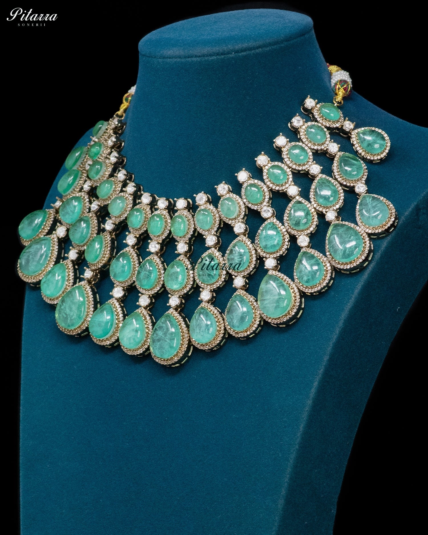 Emerald Cascade Kundan Necklace Set