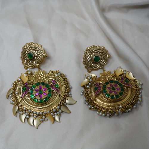 Golden Patti Punjabi Jadau Earrings