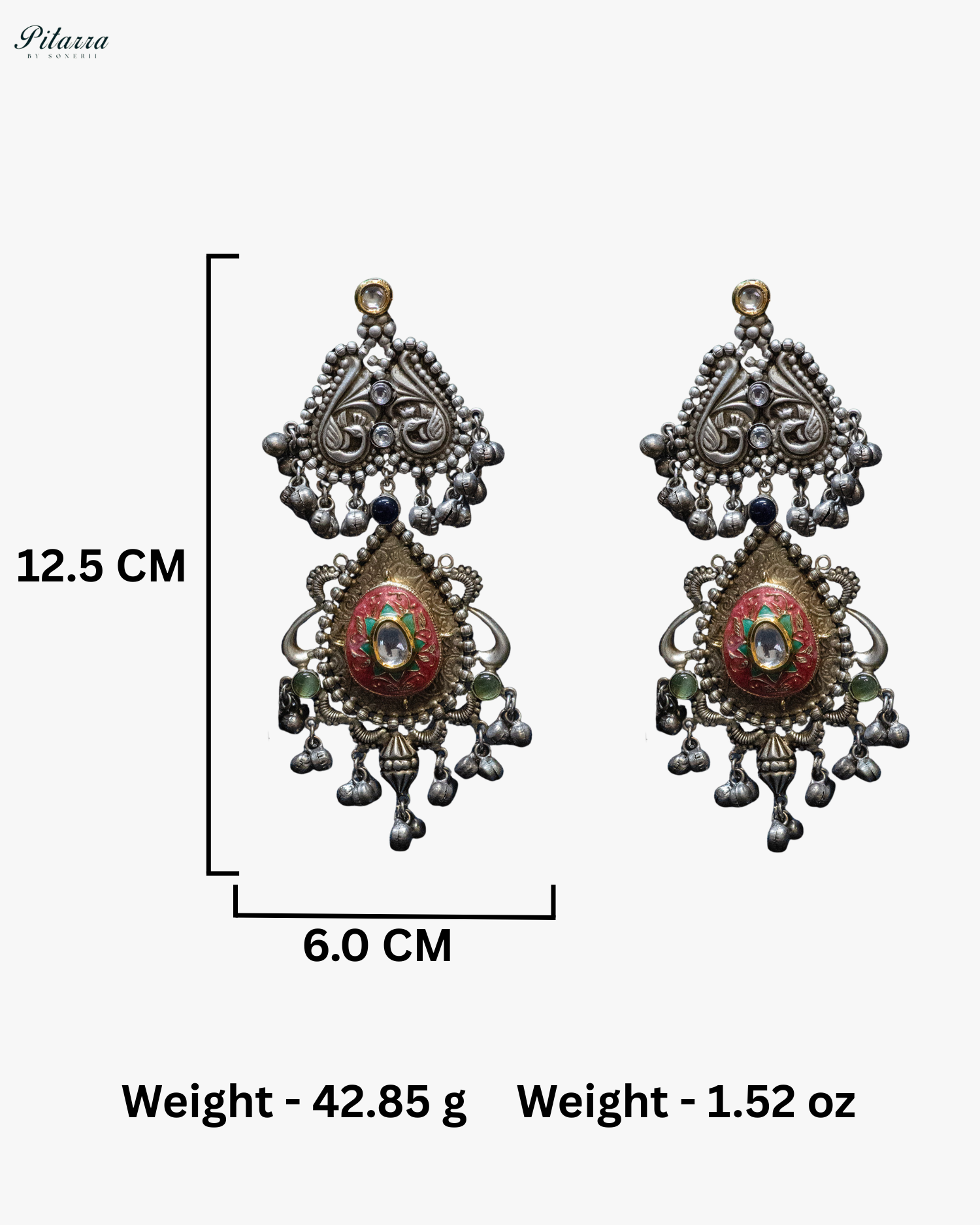 Peacock Design Pink Antique Drop Silver Look Alike Dangle Earrings