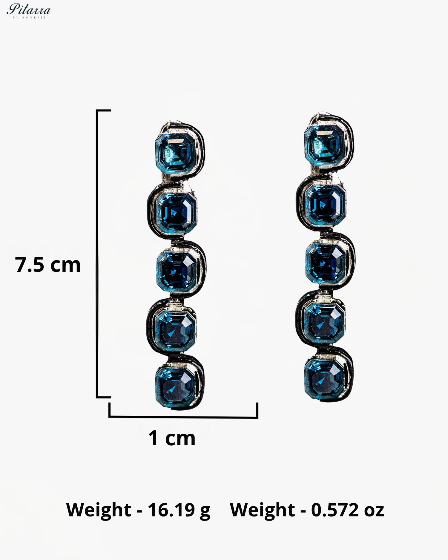 Blue Cushion-Cut Crystal Drop Earrings