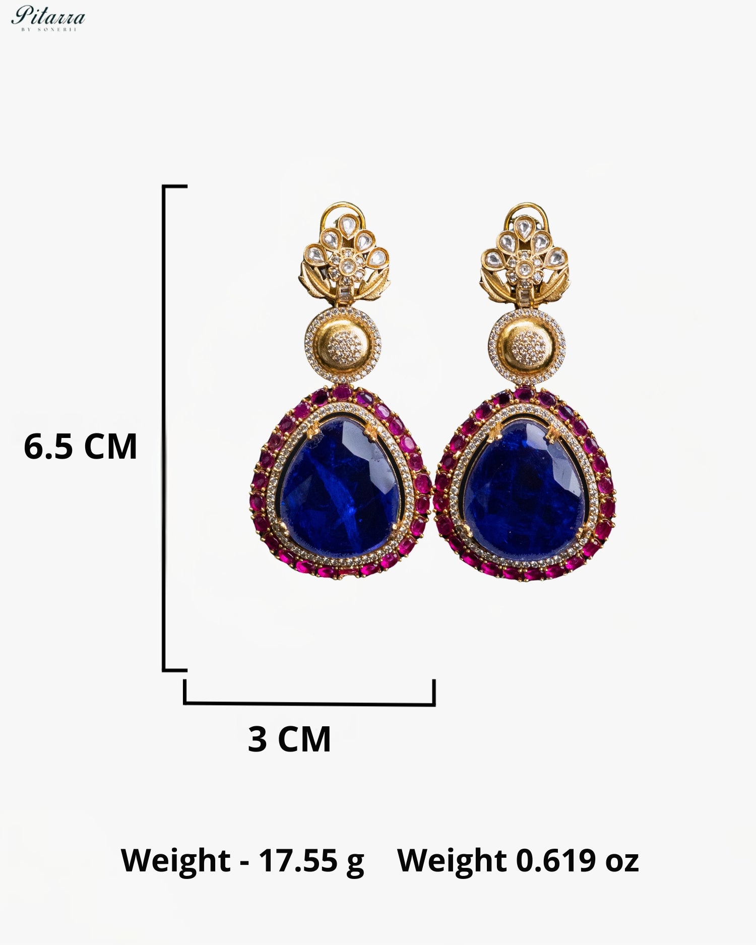 Blue Teardrop Kundan Floral Necklace Set