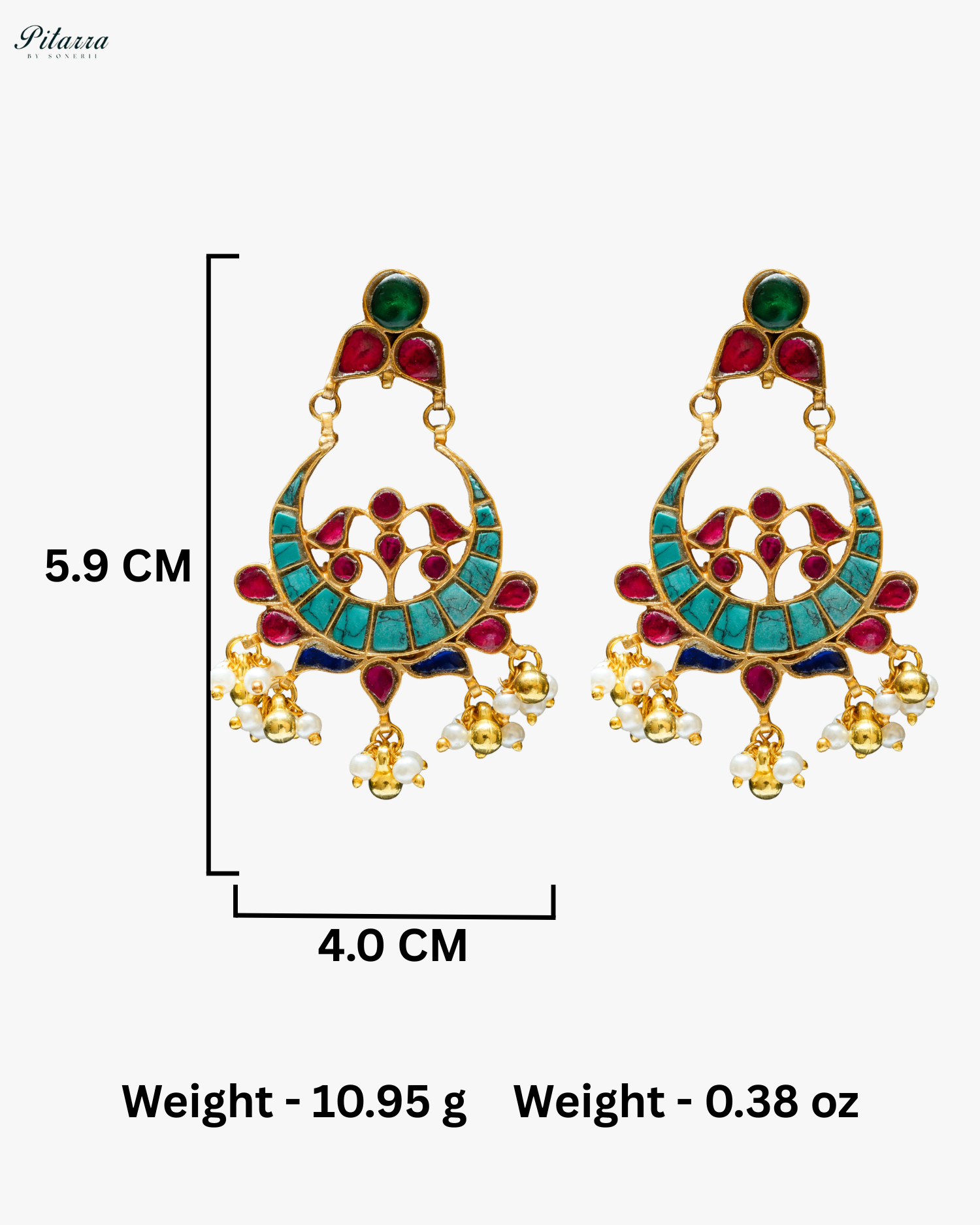Turquoise Pink Chandbali Earring