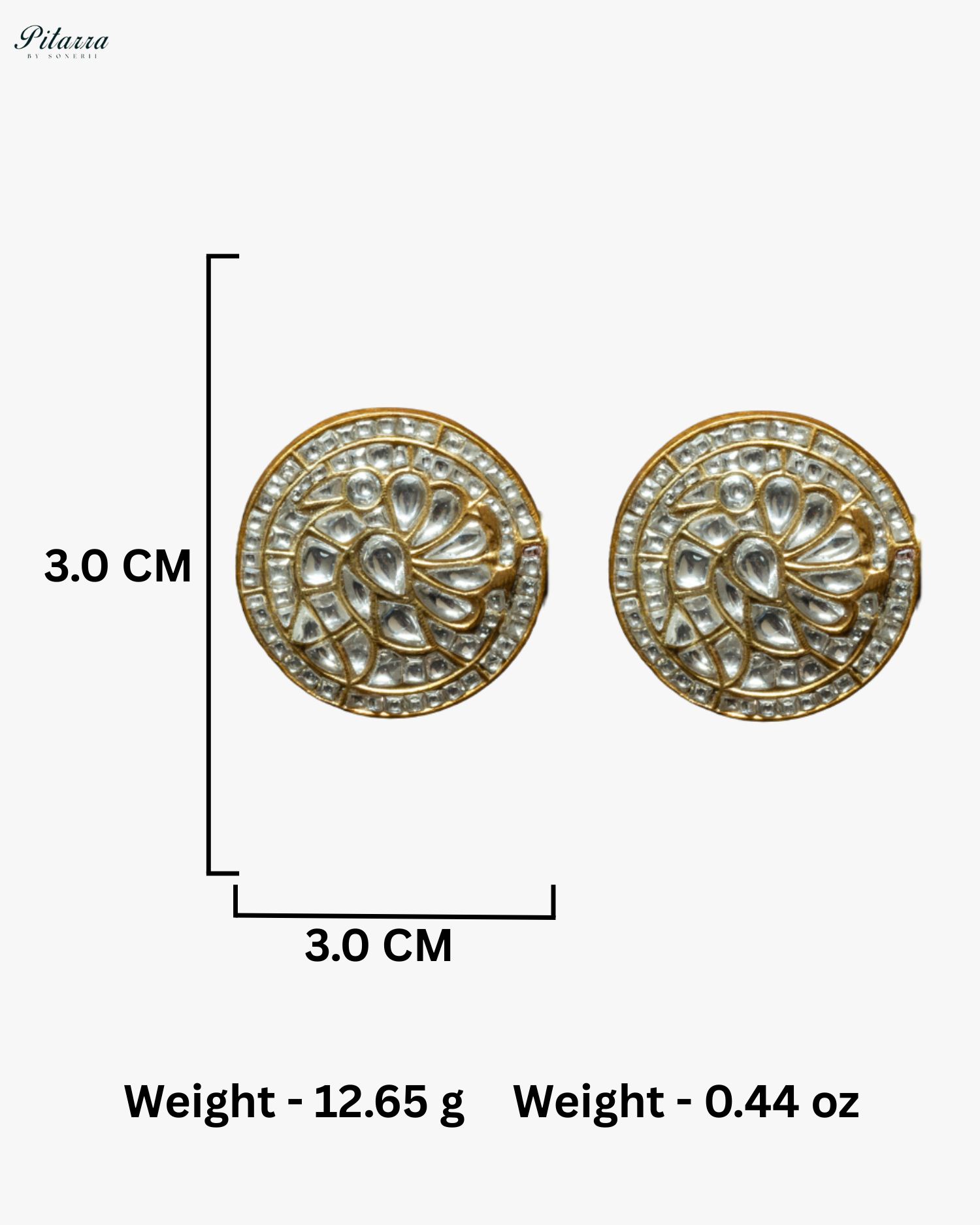 Premium Kundan Studs Earrings in Gold Plating
